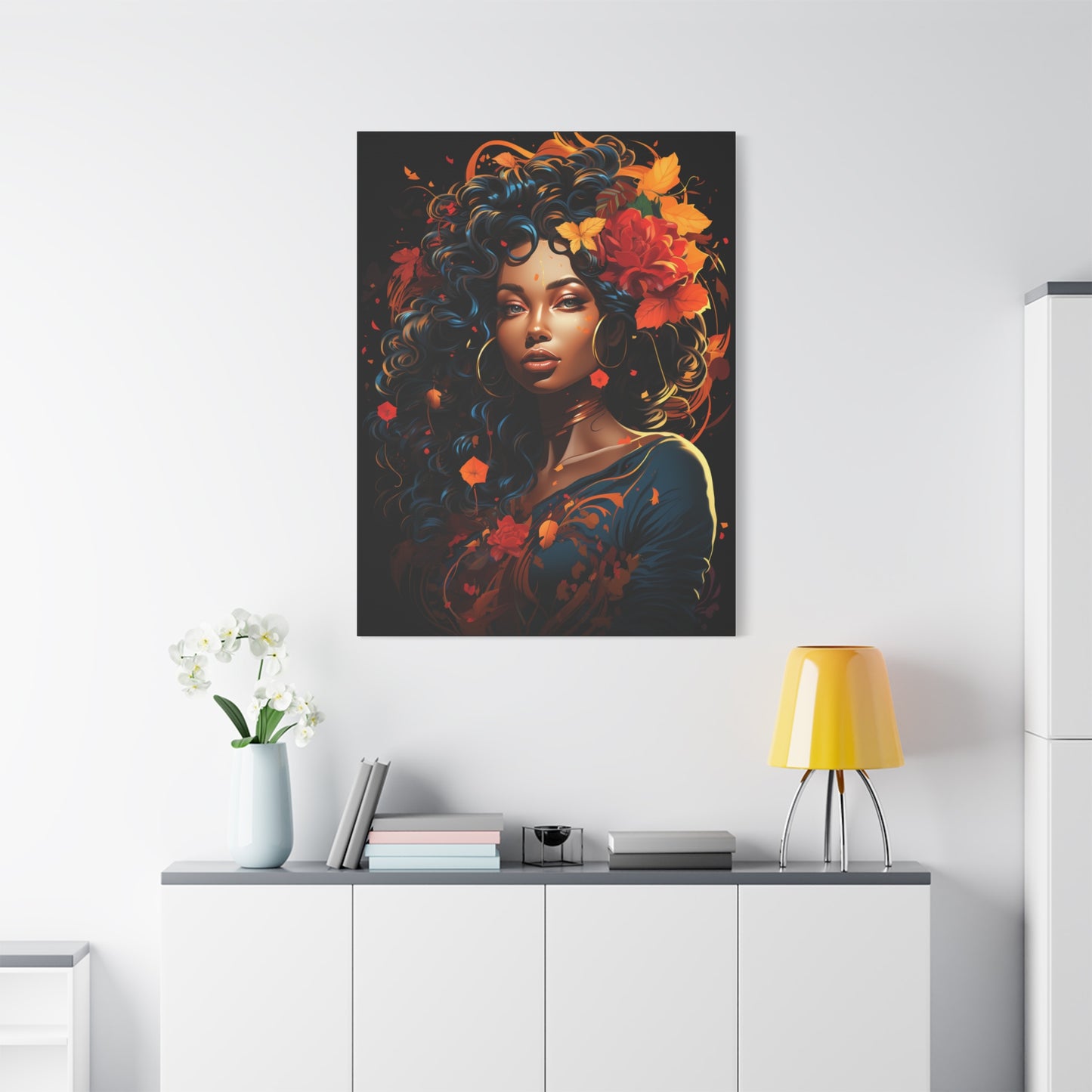Woman- Bold Afro Woman Canvas Art, Black Art Print, Floral Wall Decor, Modern Home Decor, African American Artwork Rhythm & Drip Canvas Rhythm & Drip Apparel