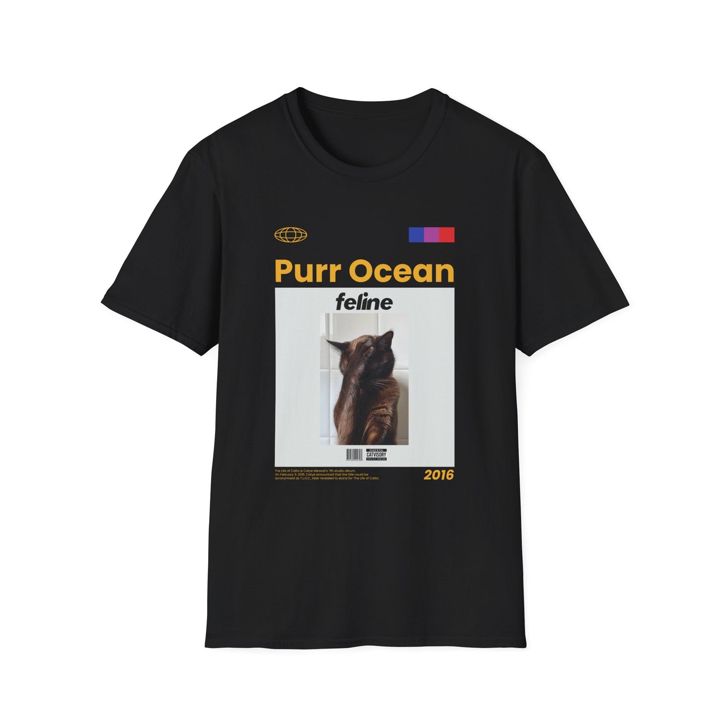 Music- Ocean Purr Cat T-Shirt Black Printify T-Shirt Rhythm & Drip Apparel