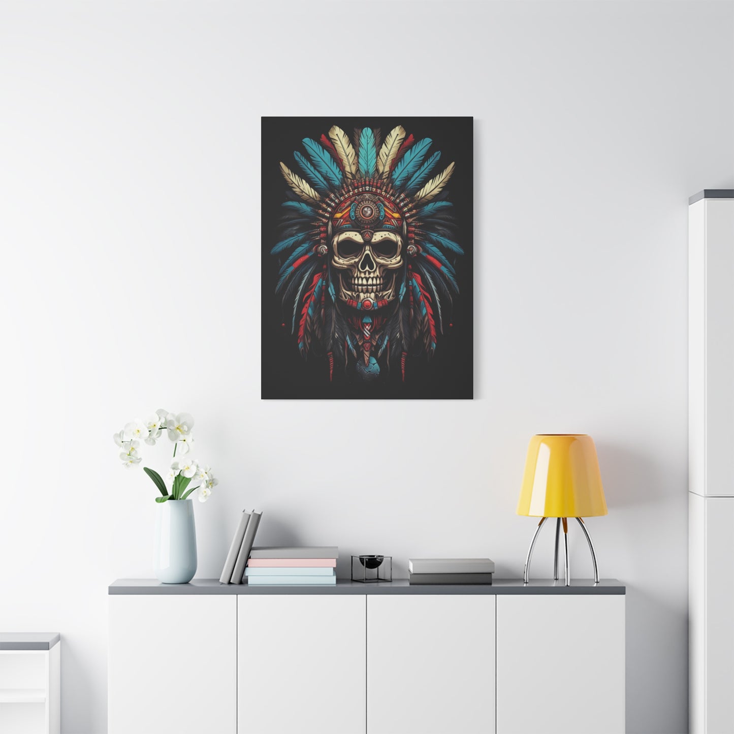 Skull- Bohemian Skull Canvas Art Print, Stretched Wall Decor, Unique Skull Artwork, Home Office Decoration, Ideal Gift for Art Lovers Rhythm & Drip Canvas Rhythm & Drip Apparel