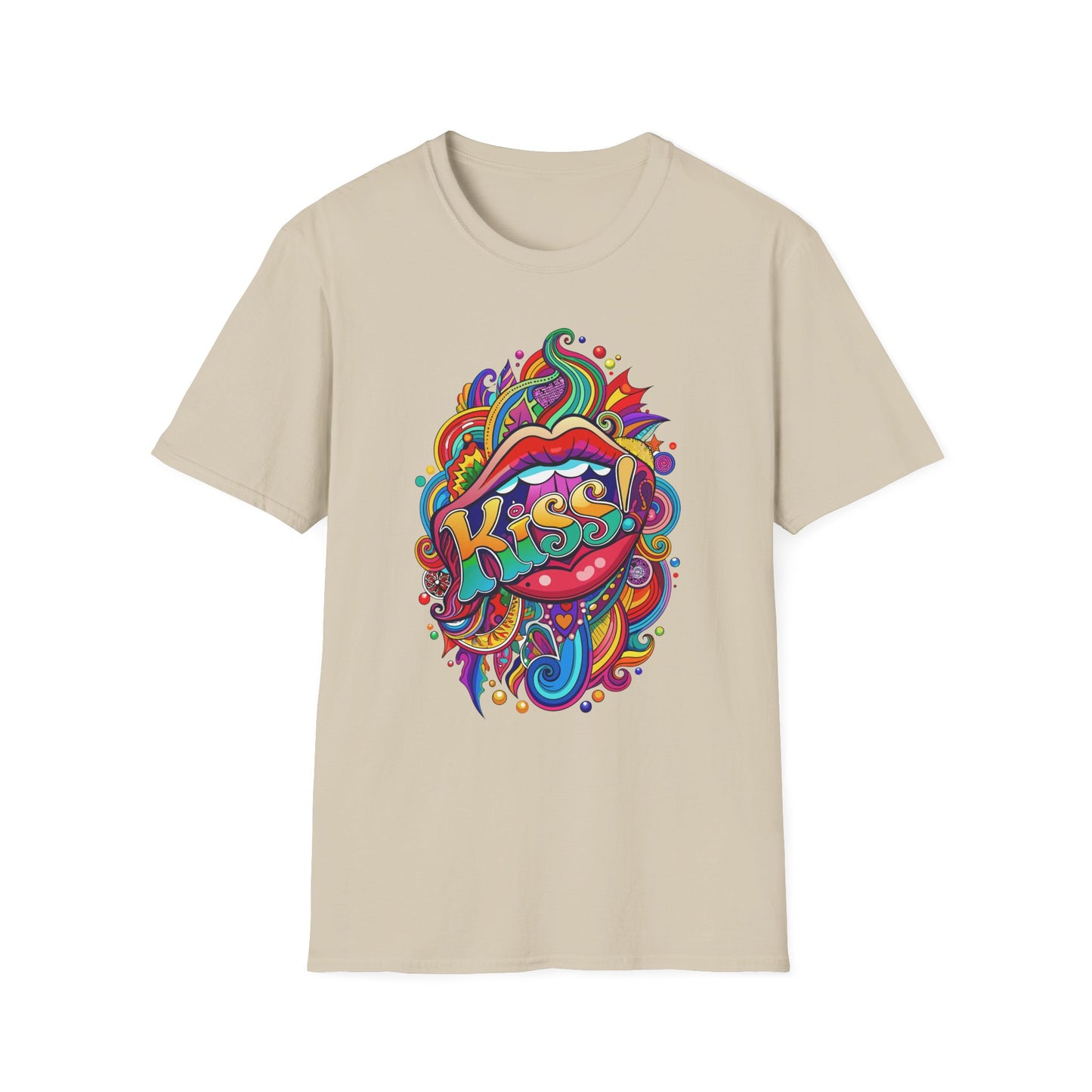 Vibrant Kiss Graphic T-Shirt Sand Printify T-Shirt Rhythm & Drip Apparel