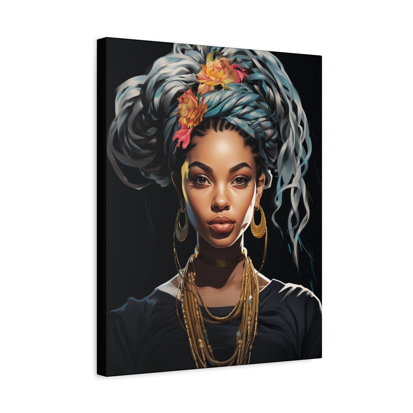 Woman- Bold Afro Woman Canvas Art, Black Art Print, Floral Wall Decor, Modern Home Decor, African American Artwork Rhythm & Drip Canvas Rhythm & Drip Apparel