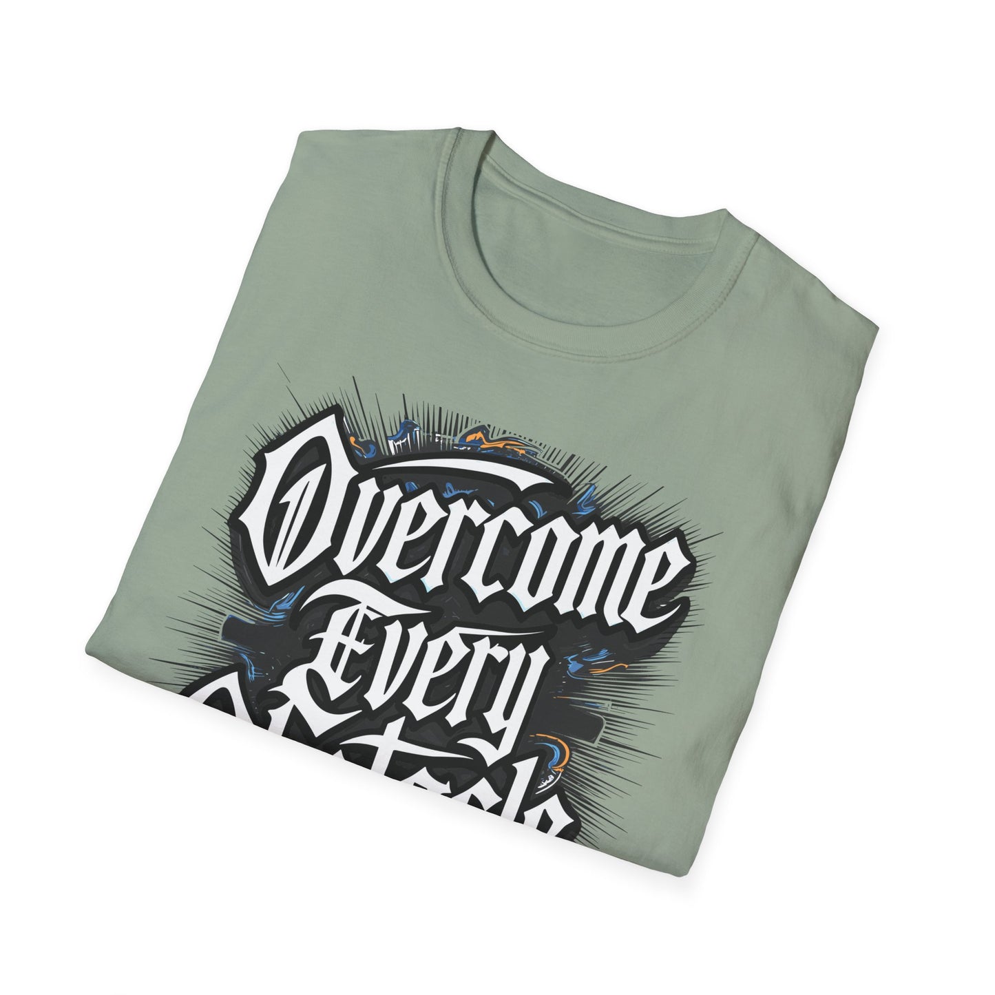 Inspirational Unisex Softstyle T-Shirt – "Overcome Every Obstacle"