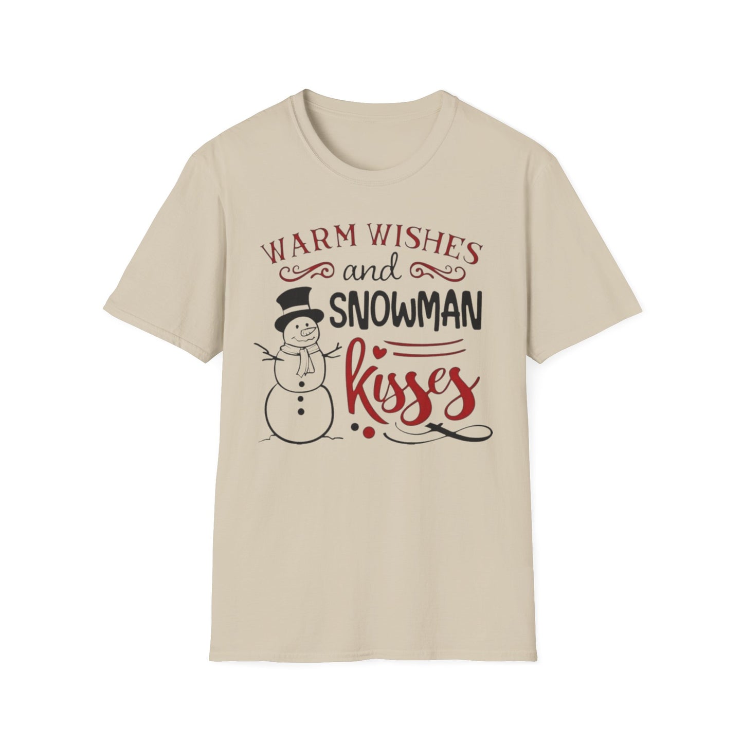 Winter- Warm Wishes Snowman Kisses T-Shirt Sand Printify T-Shirt Rhythm & Drip Apparel