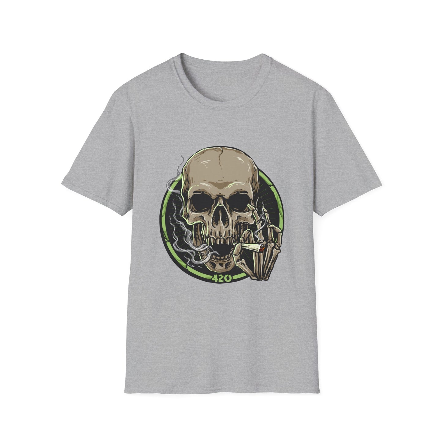 420 Skull Design T-Shirt Sport Grey Printify T-Shirt Rhythm & Drip Apparel