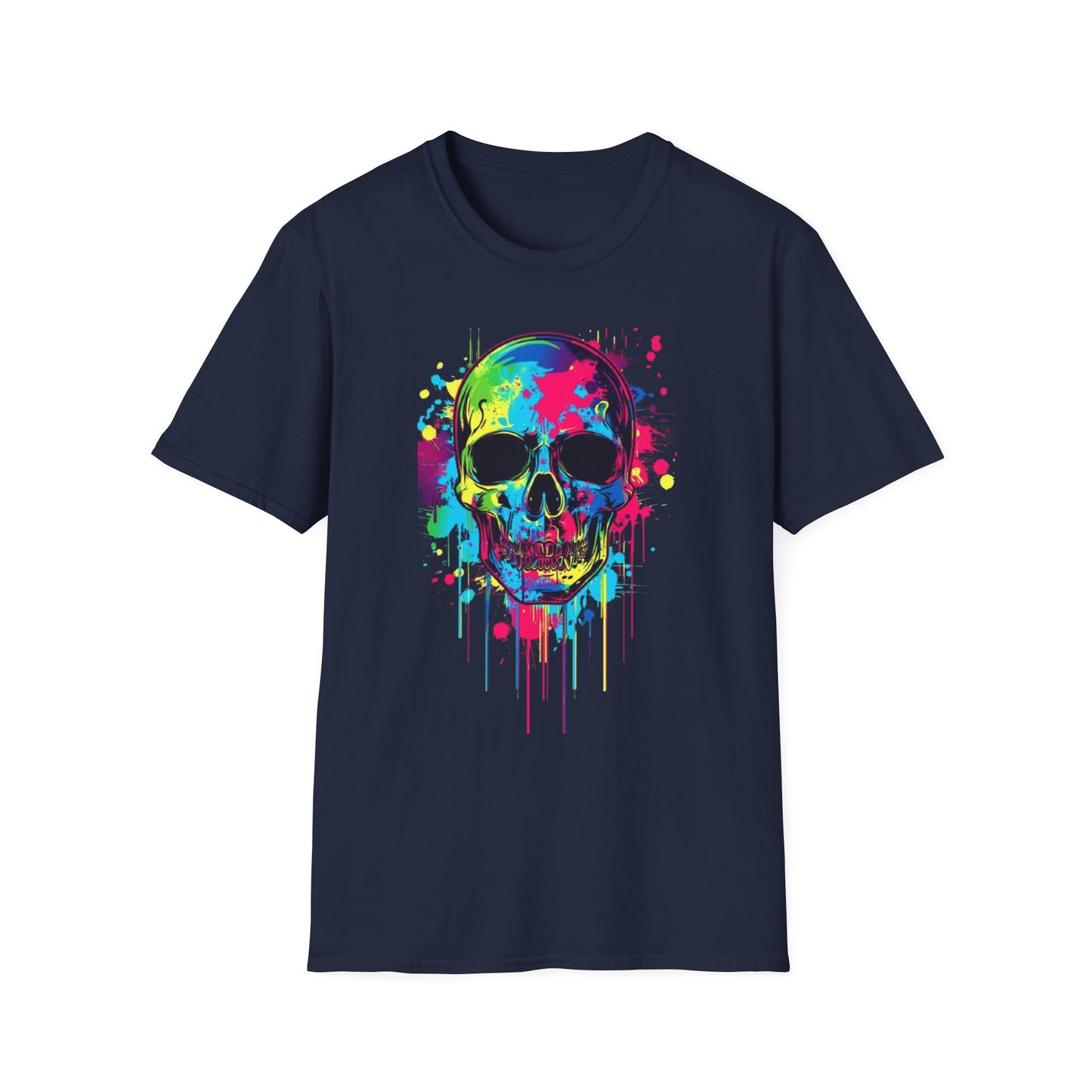 Colorful Skull Graphic T-Shirt Navy Printify T-Shirt Rhythm & Drip Apparel