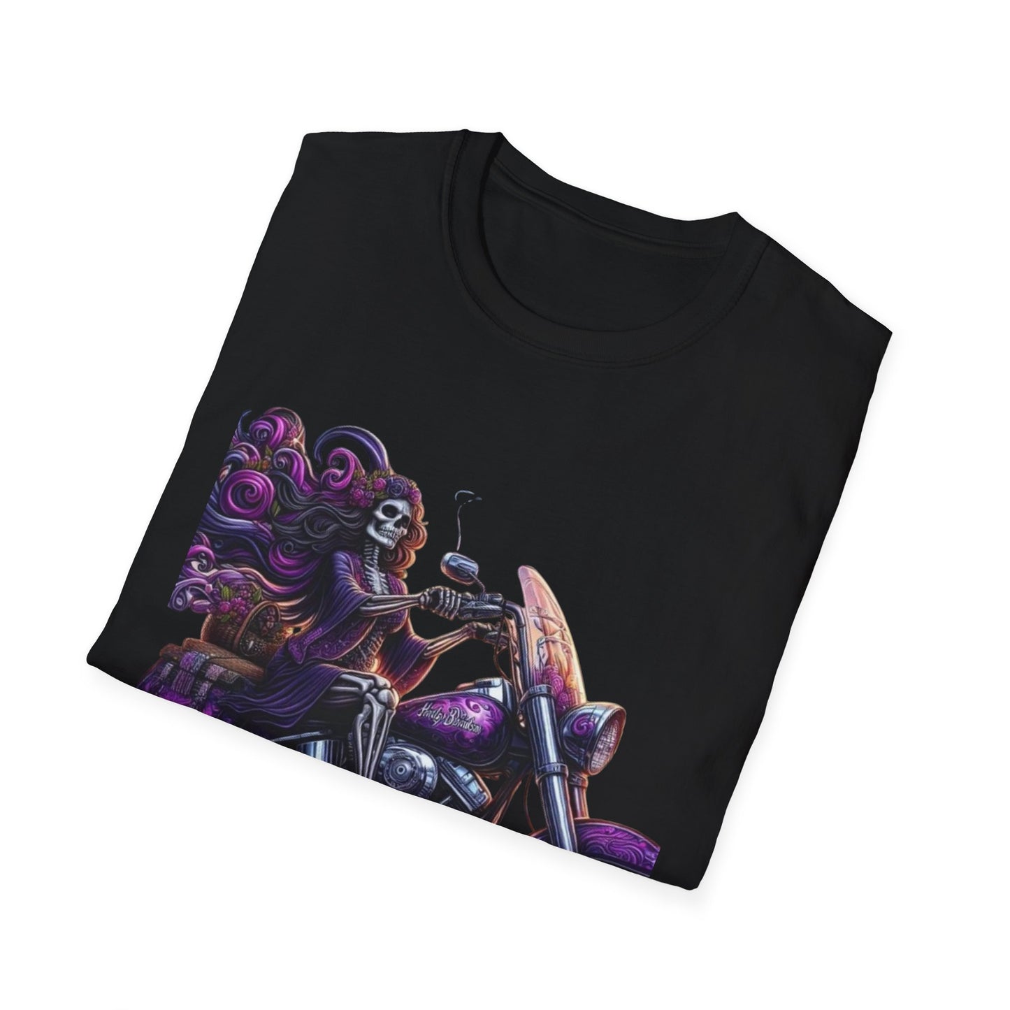 Woman Skeleton Biker T-Shirt Printify T-Shirt Rhythm & Drip Apparel