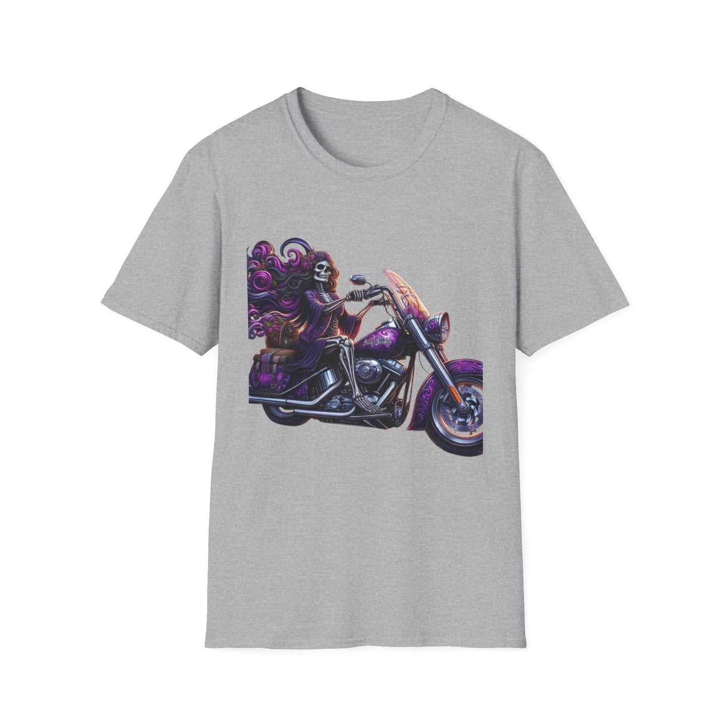 Woman Skeleton Biker T-Shirt Sport Grey Printify T-Shirt Rhythm & Drip Apparel
