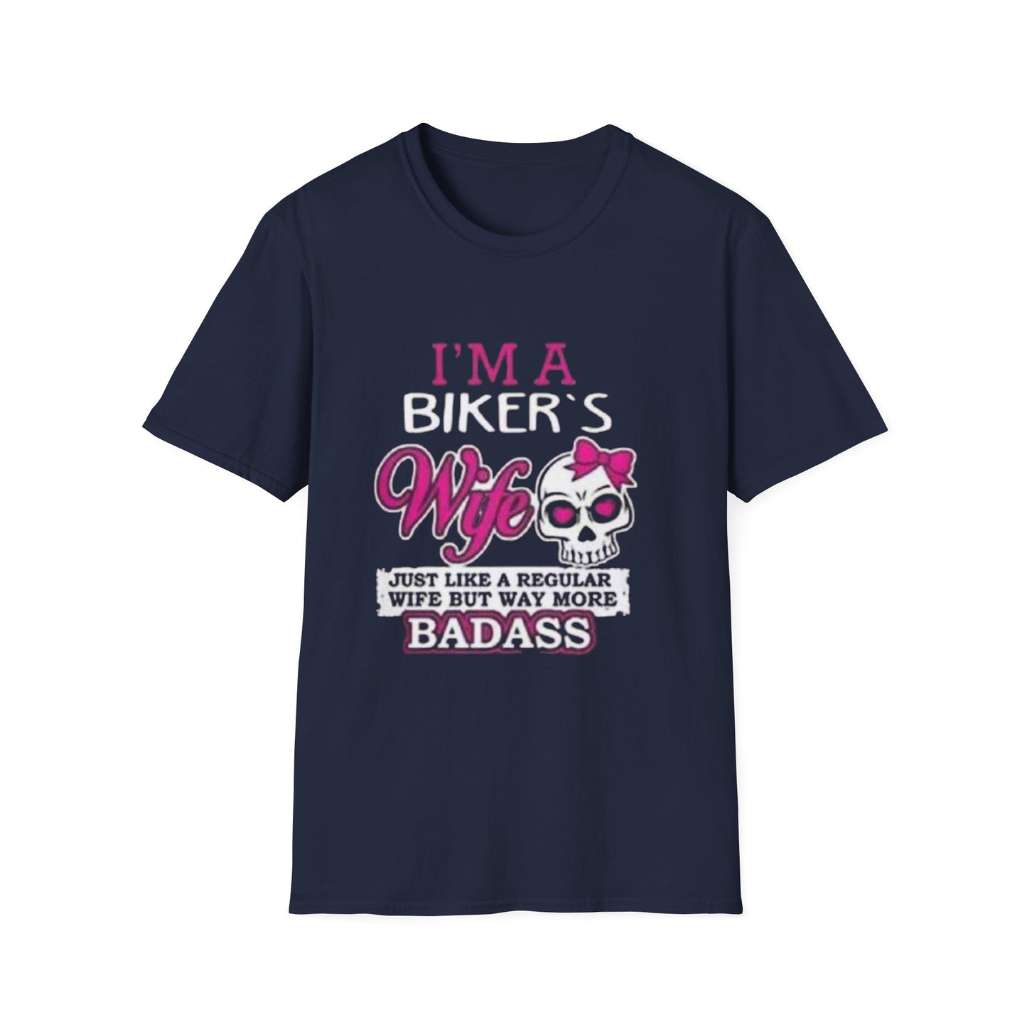 Badass Biker's Wife T-Shirt Navy Printify T-Shirt Rhythm & Drip Apparel