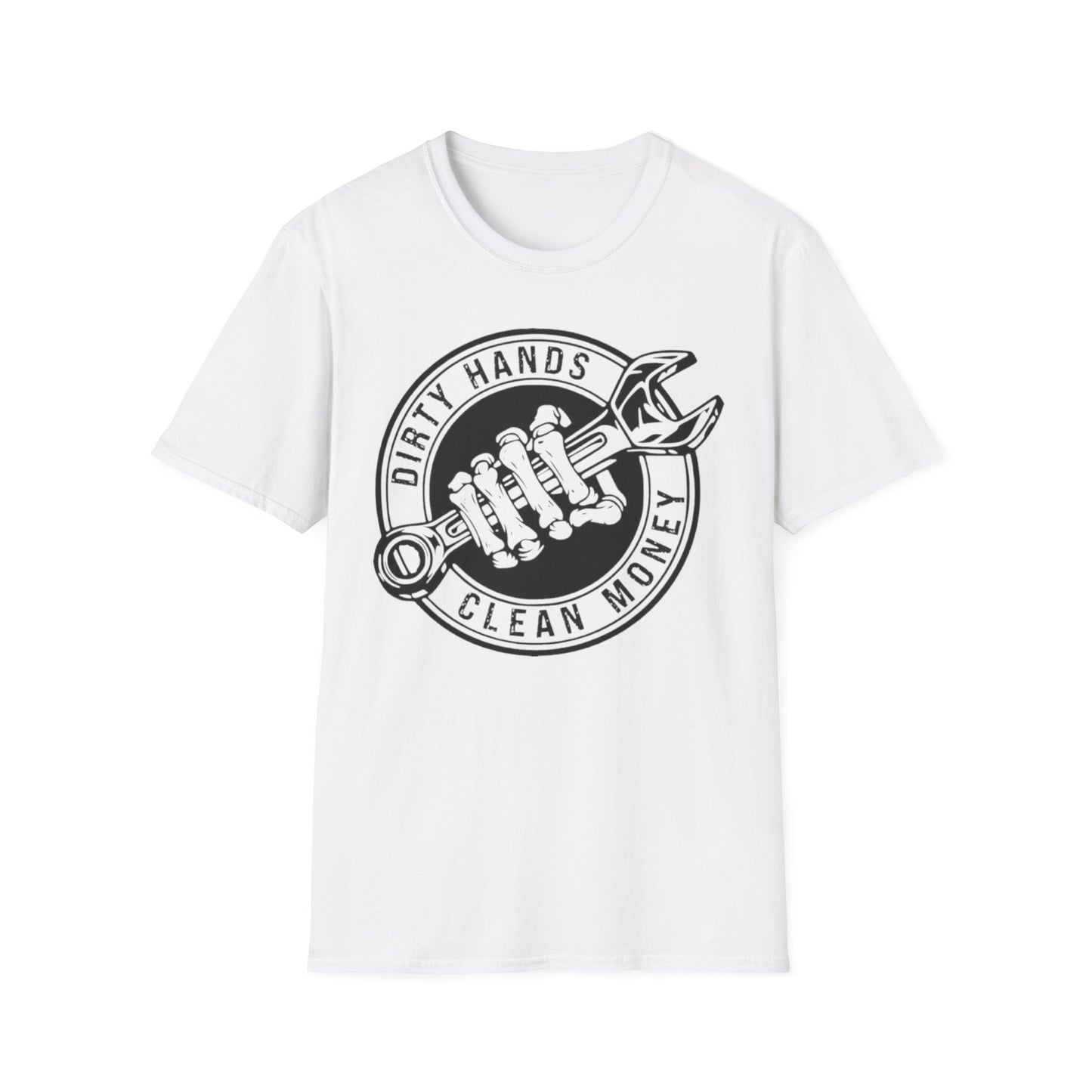 Dirty Hands Clean Money Unisex T-Shirt White Printify T-Shirt Rhythm & Drip Apparel
