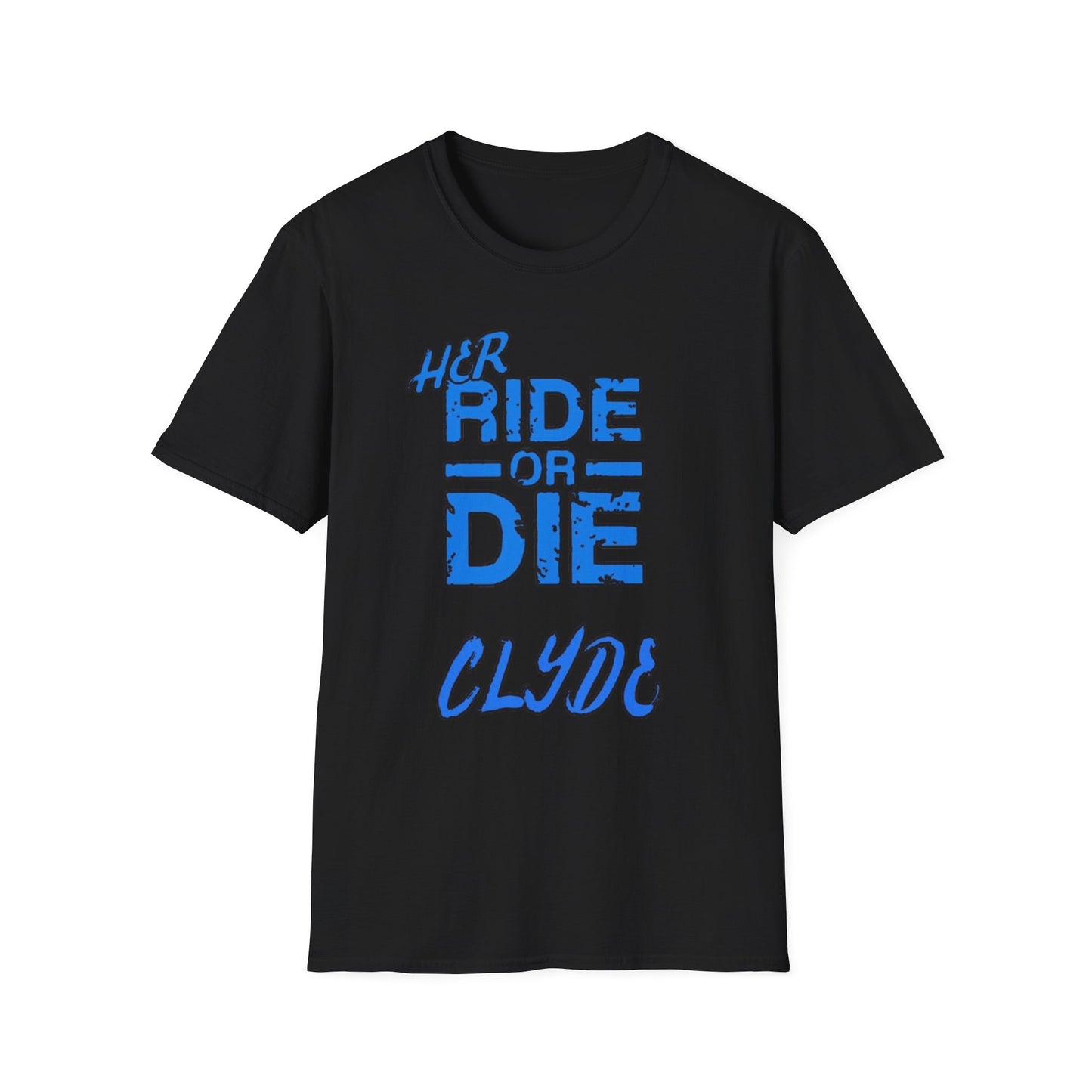 Ride or Die Clyde T-Shirt Black Printify T-Shirt Rhythm & Drip Apparel