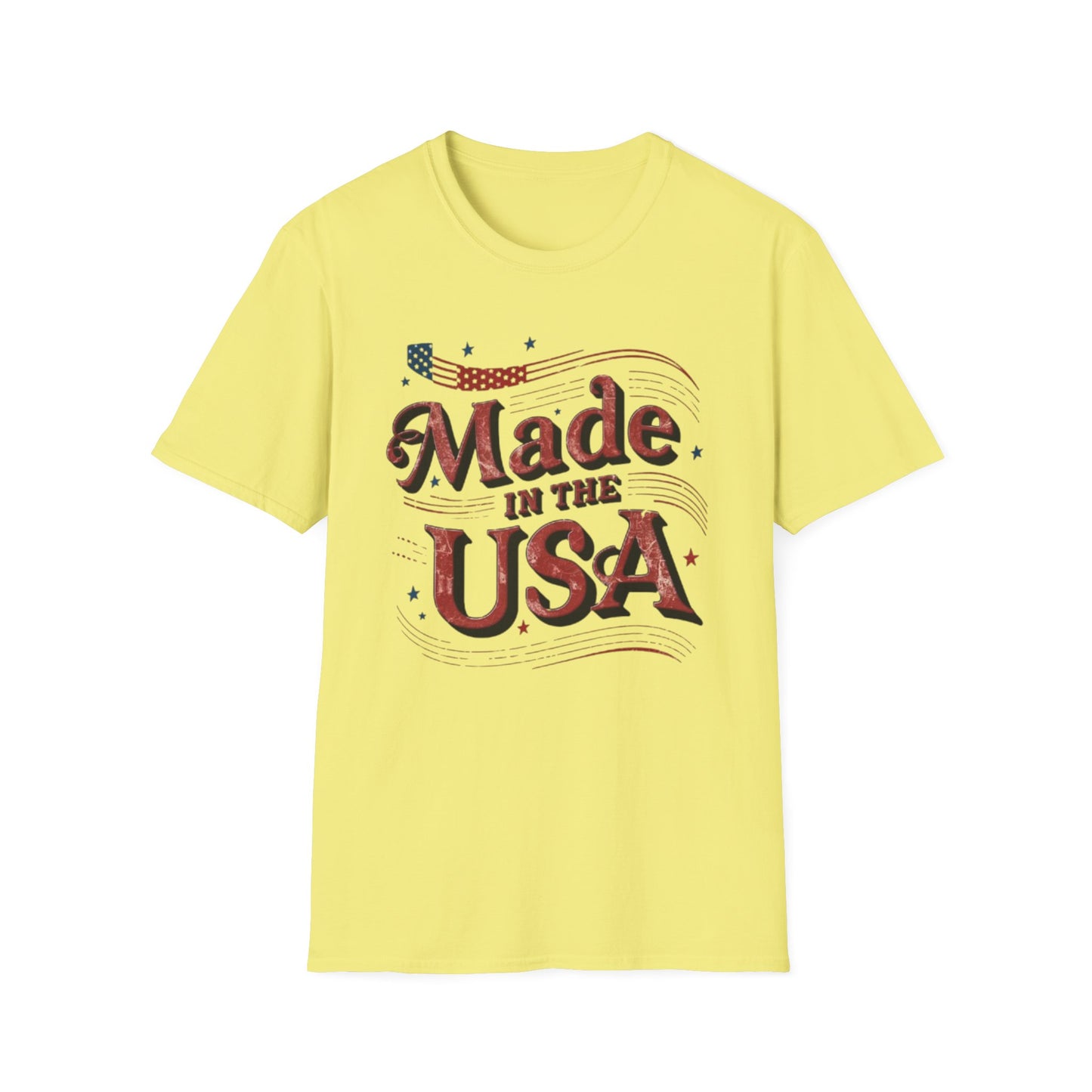 July 4th- Patriotic Made In The USA T-Shirt Cornsilk Printify T-Shirt Rhythm & Drip Apparel