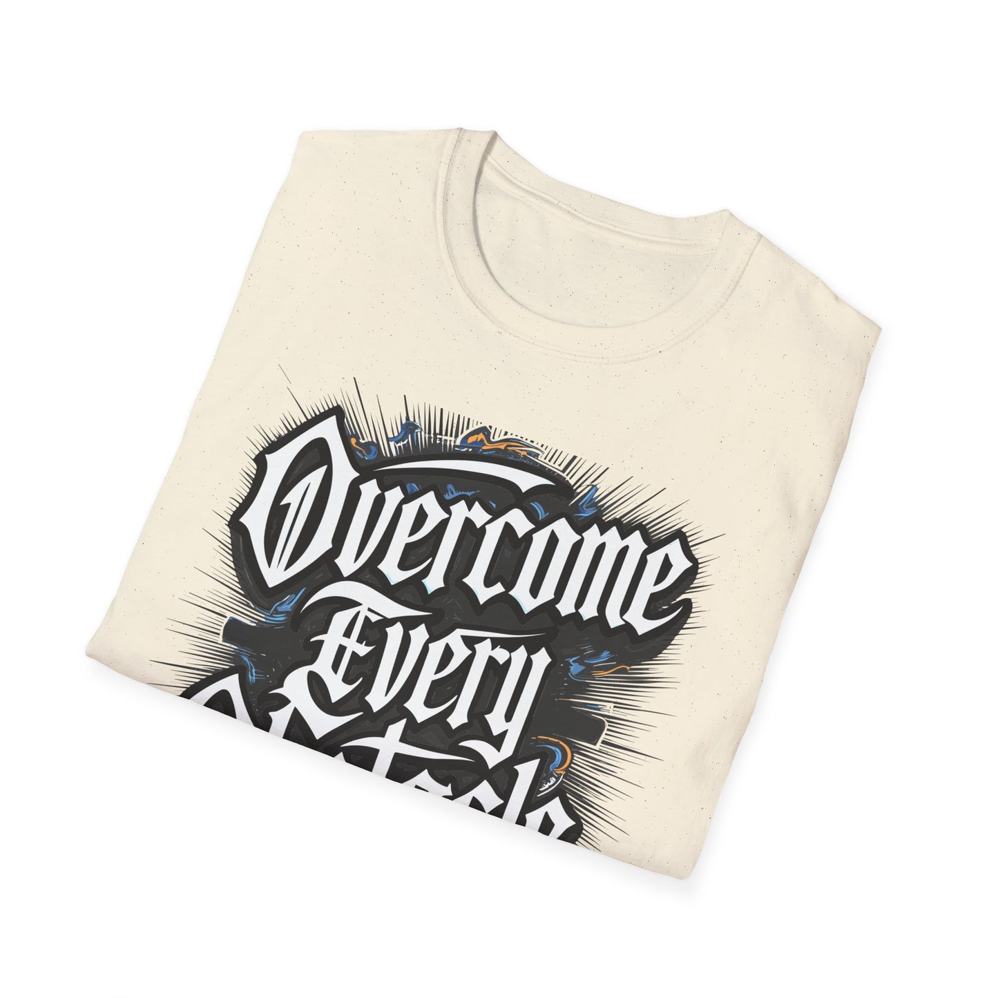 Inspirational Unisex Softstyle T-Shirt – "Overcome Every Obstacle"