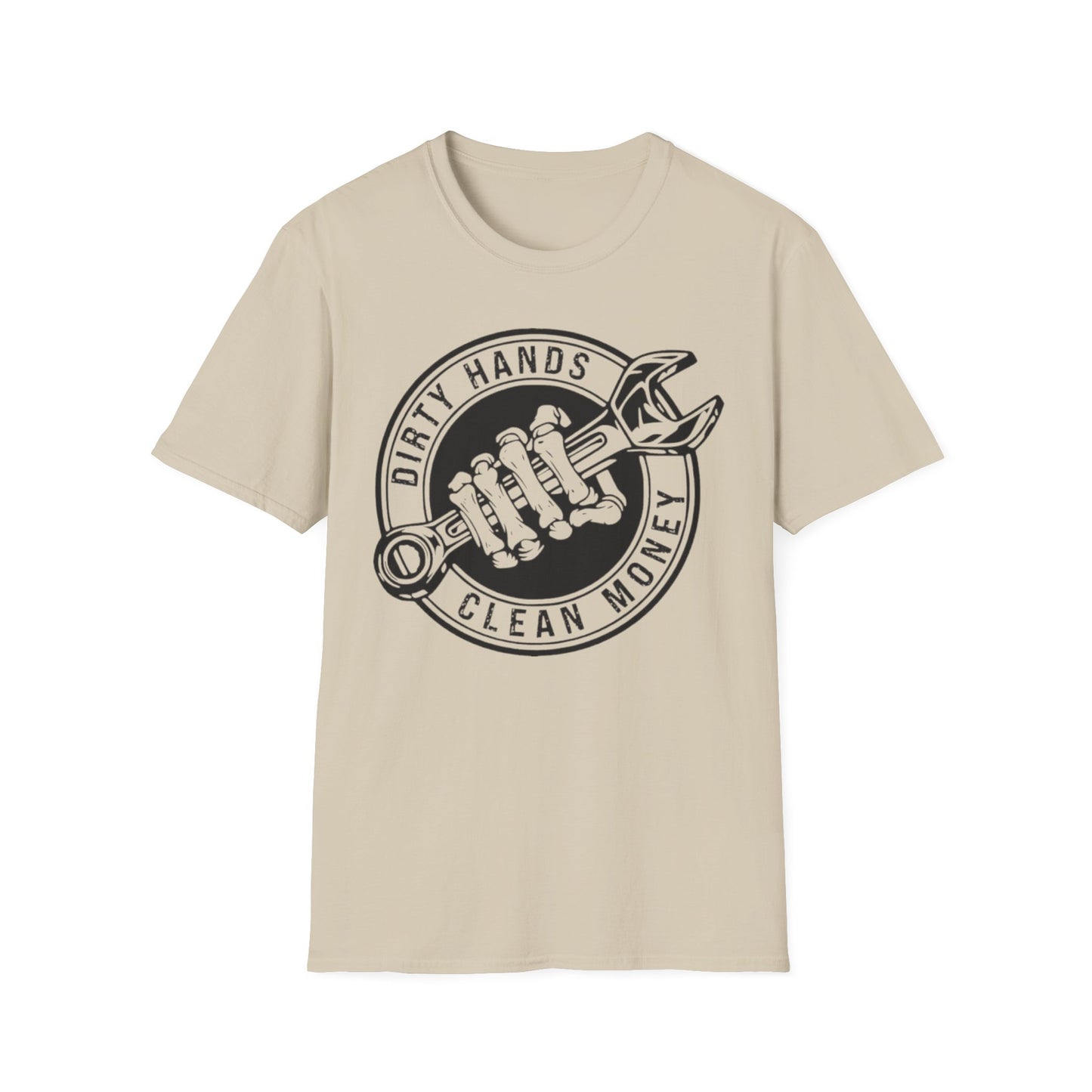 Dirty Hands Clean Money Unisex T-Shirt Sand Printify T-Shirt Rhythm & Drip Apparel