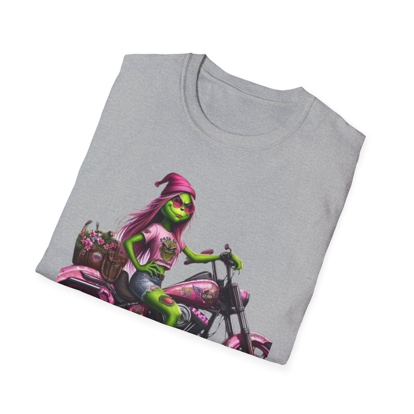 Woman Grinch Biker T-Shirt Printify T-Shirt Rhythm & Drip Apparel