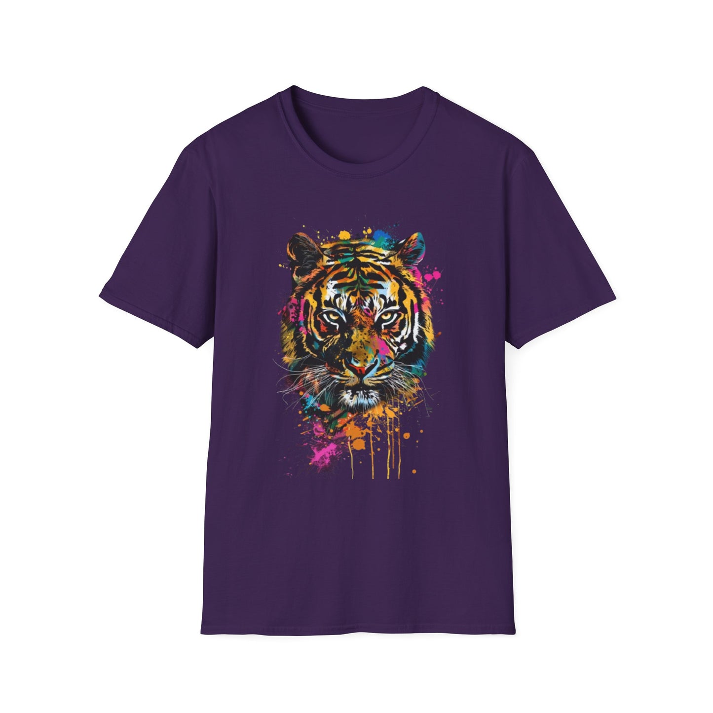 Colorful Tiger Graphic Tee Purple Printify T-Shirt Rhythm & Drip Apparel