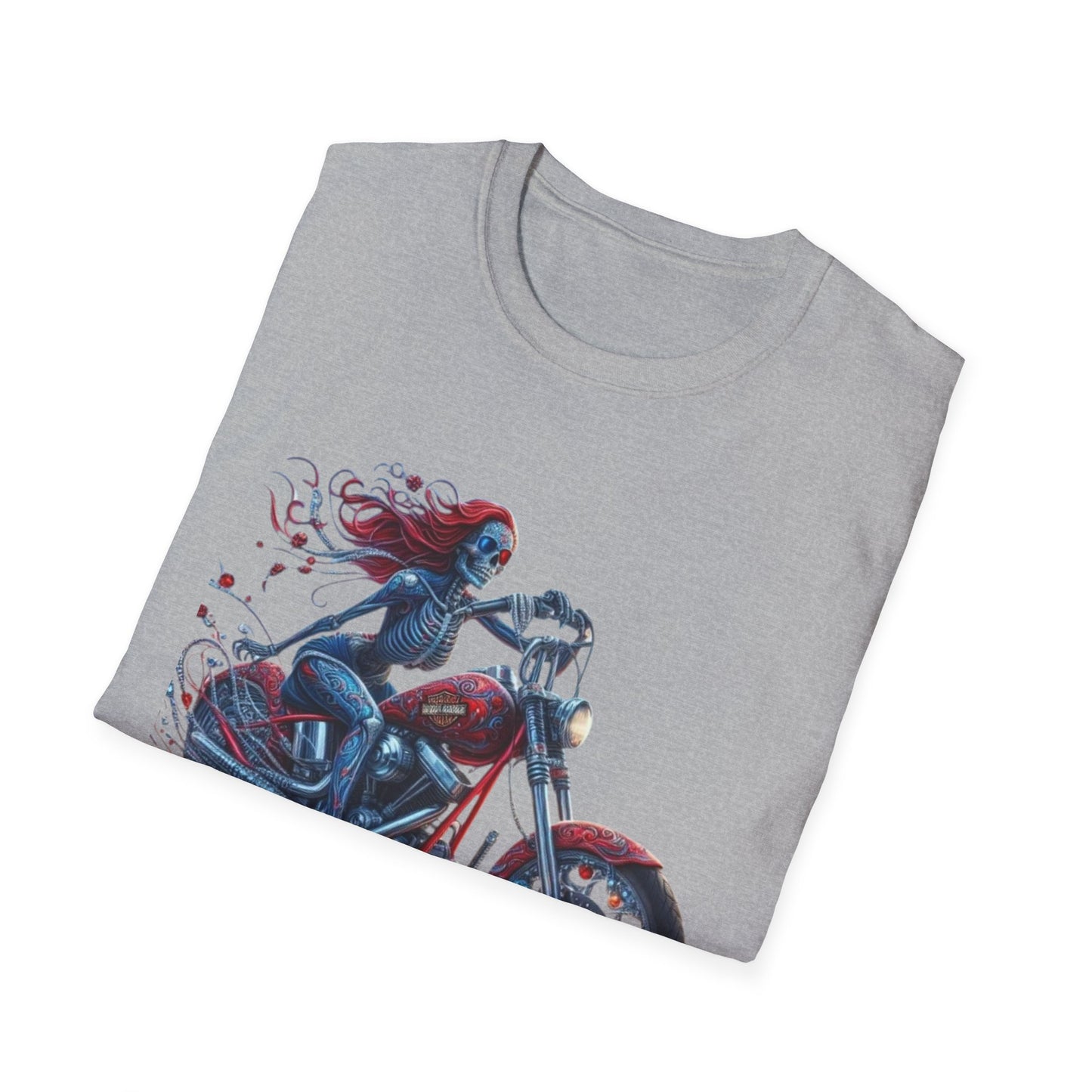 Woman Skeleton Biker T-Shirt Printify T-Shirt Rhythm & Drip Apparel