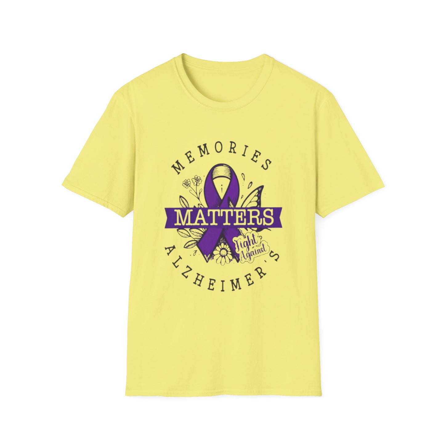 Alzheimer Awareness- Memories Matter Unisex T-Shirt Cornsilk Printify T-Shirt Rhythm & Drip Apparel