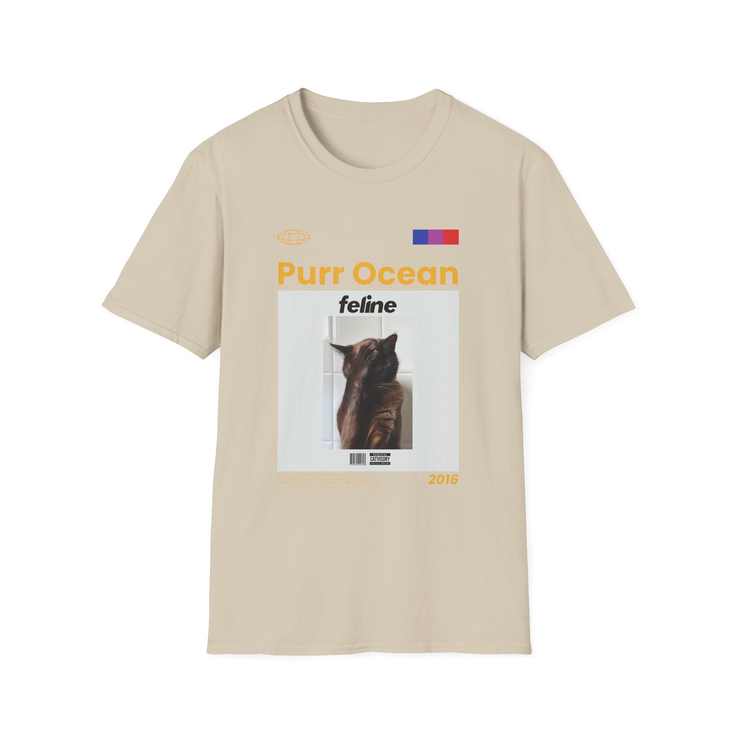 Music- Ocean Purr Cat T-Shirt Sand Printify T-Shirt Rhythm & Drip Apparel