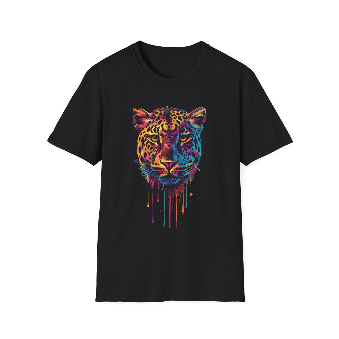 Colorful Leopard Graphic T-Shirt Black Printify T-Shirt Rhythm & Drip Apparel