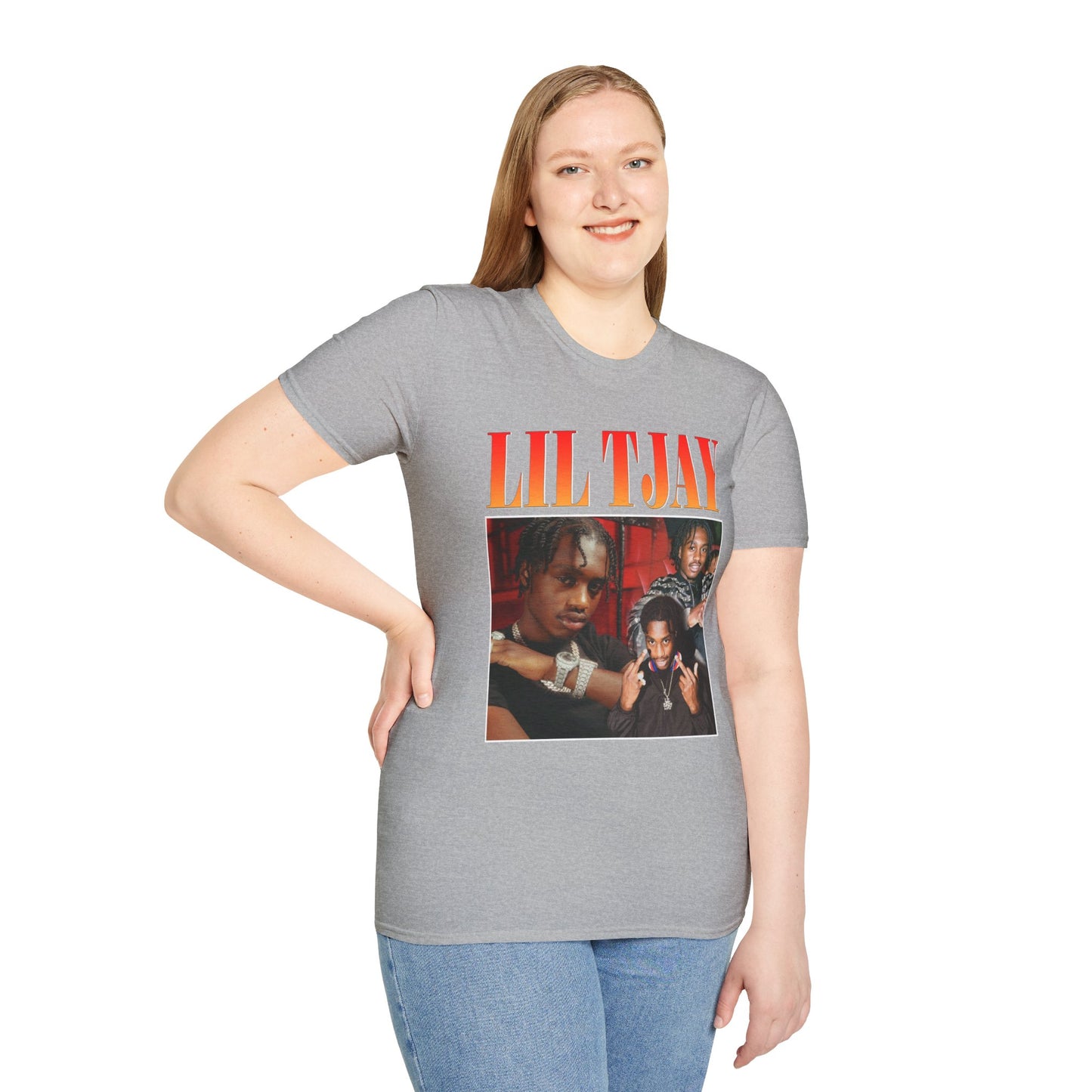 Lil Tjay Unisex Softstyle T-Shirt - Retro Graphic Tee for Music Fans - Rhythm & Drip