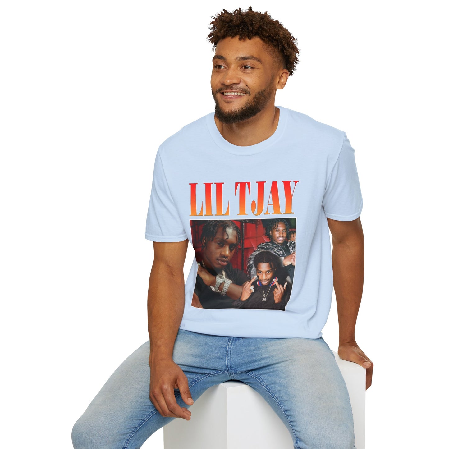 Lil Tjay Unisex Softstyle T-Shirt - Retro Graphic Tee for Music Fans - Rhythm & Drip
