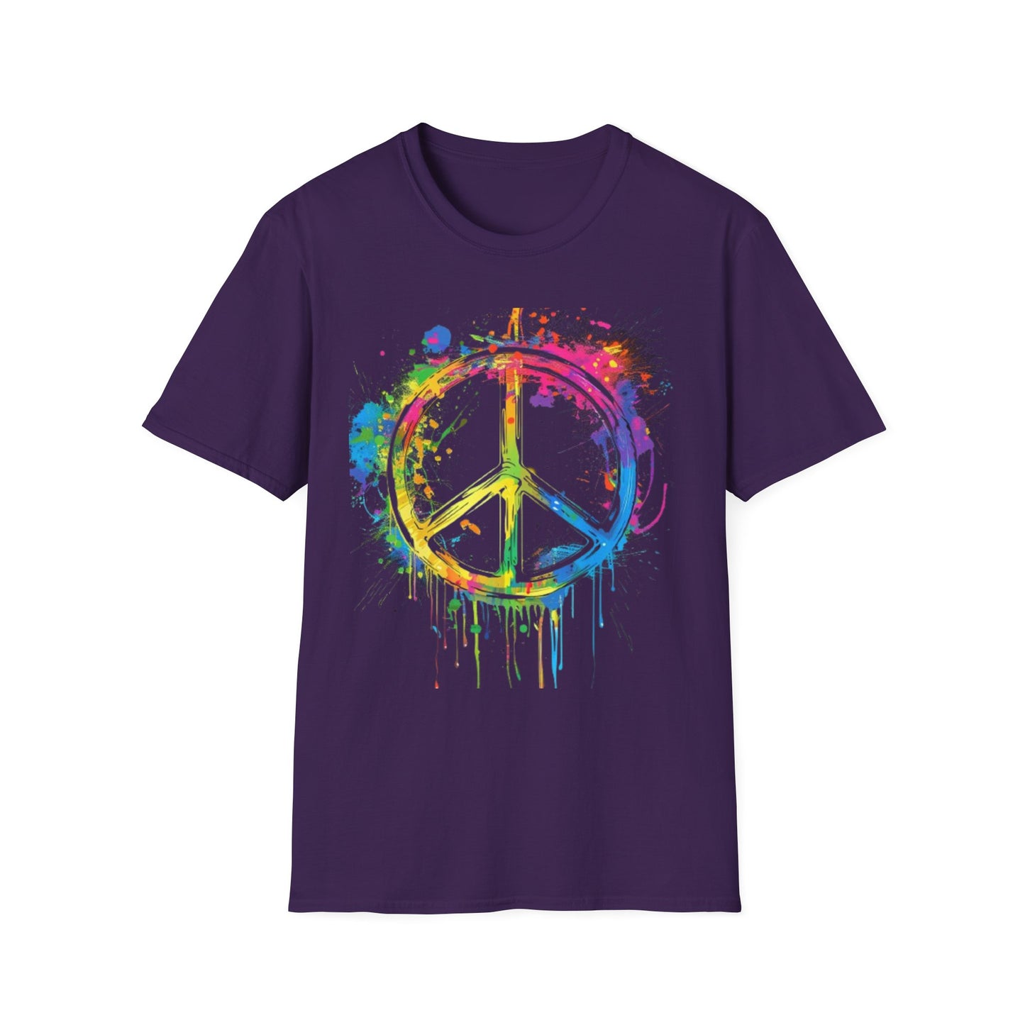 Vibrant Peace Sign T-Shirt Purple Printify T-Shirt Rhythm & Drip Apparel