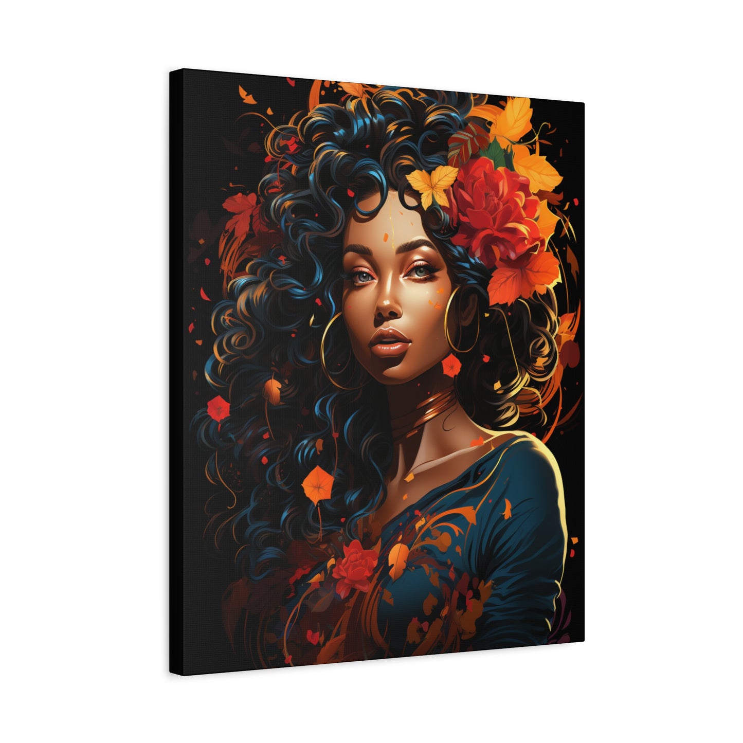 Woman- Bold Afro Woman Canvas Art, Black Art Print, Floral Wall Decor, Modern Home Decor, African American Artwork Rhythm & Drip Canvas Rhythm & Drip Apparel