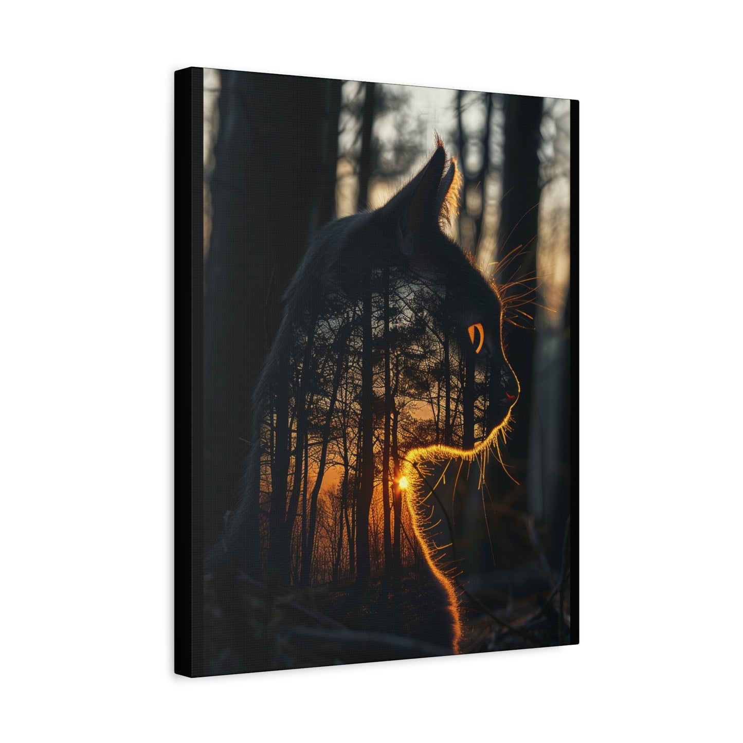 Cat- Silhouette Wall Art - Forest Sunset Canvas Decor, Animal Lover Gift, Home Decoration, Nature Inspired Art, Cat Aesthetic Rhythm & Drip Canvas Rhythm & Drip Apparel
