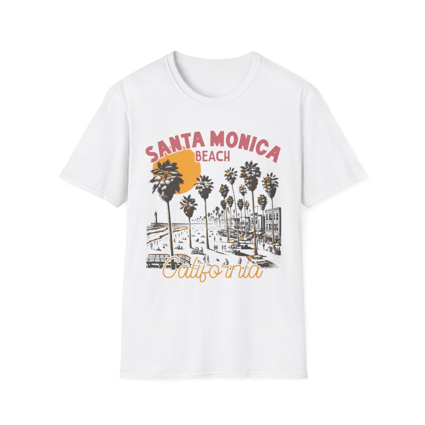 Summer- Santa Monica Beach Tee White Printify T-Shirt Rhythm & Drip Apparel