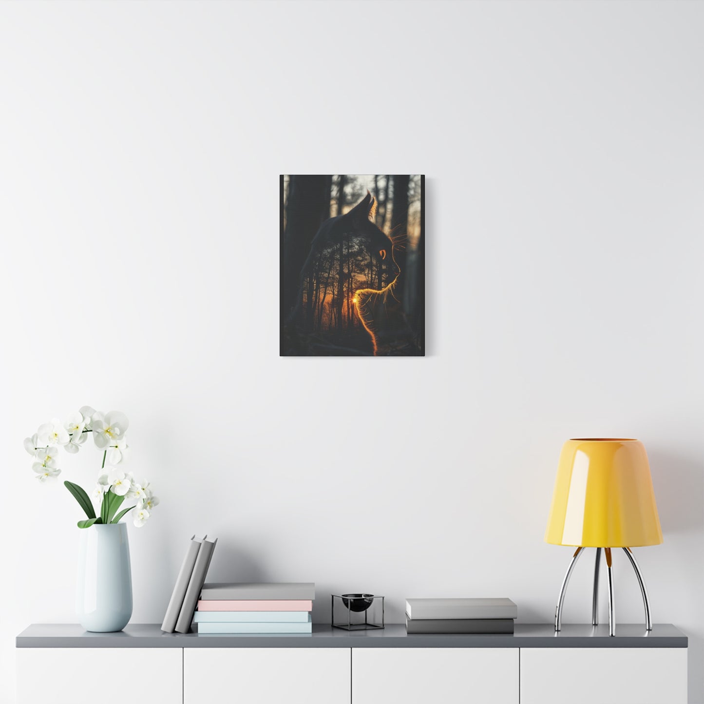 Cat- Silhouette Wall Art - Forest Sunset Canvas Decor, Animal Lover Gift, Home Decoration, Nature Inspired Art, Cat Aesthetic Rhythm & Drip Canvas Rhythm & Drip Apparel