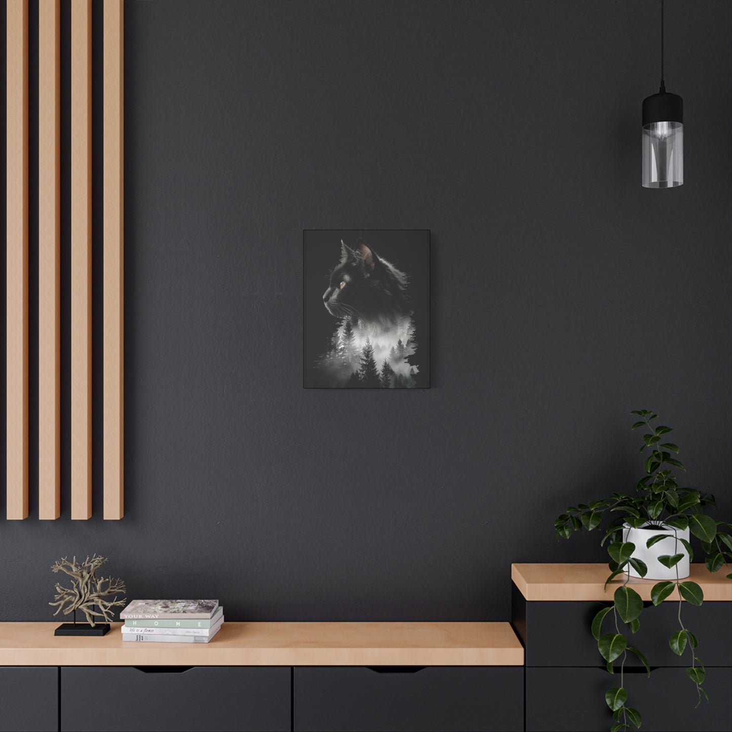 Cat- Mystical Cat Forest Canvas Print, Home Decor Art, Cat Lover Gift, Unique Wall Art, Pet Memorial Rhythm & Drip Canvas Rhythm & Drip Apparel