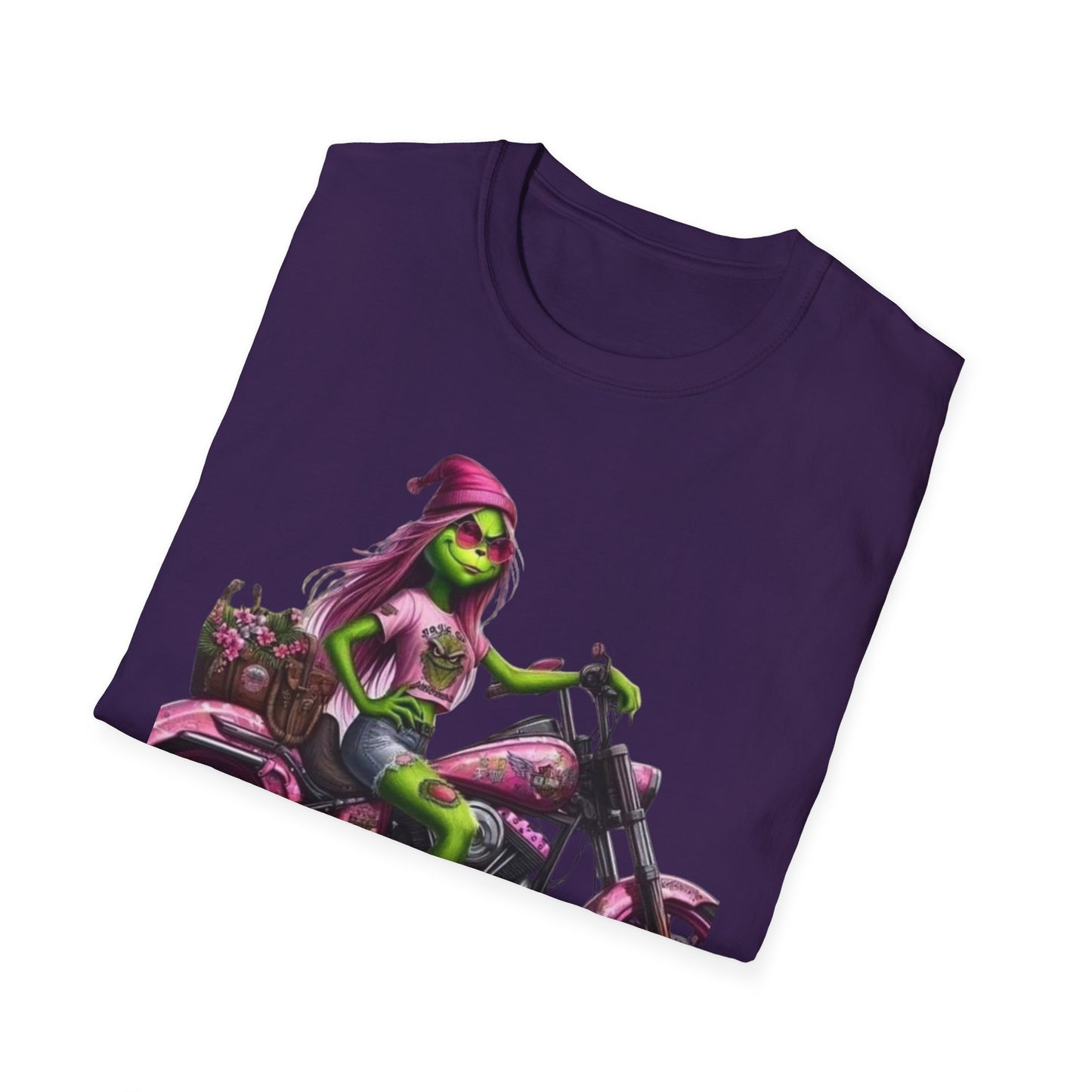 Woman Grinch Biker T-Shirt Printify T-Shirt Rhythm & Drip Apparel