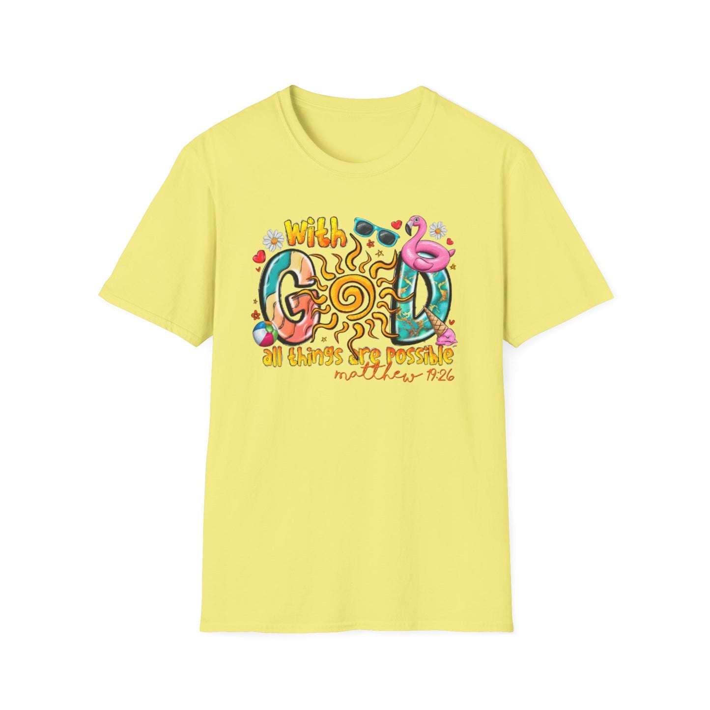 With God, All Things Are Possible T-Shirt Cornsilk Printify T-Shirt Rhythm & Drip Apparel