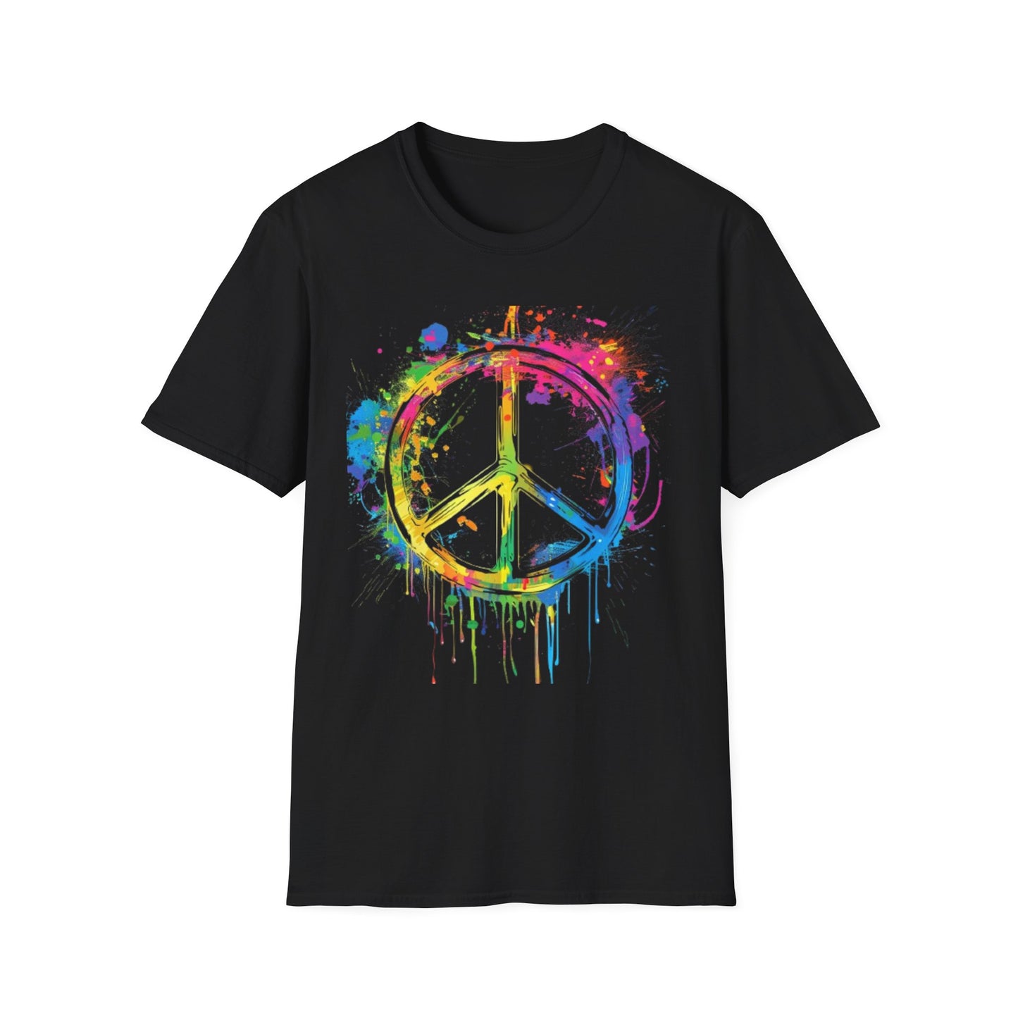 Vibrant Peace Sign T-Shirt Black Printify T-Shirt Rhythm & Drip Apparel