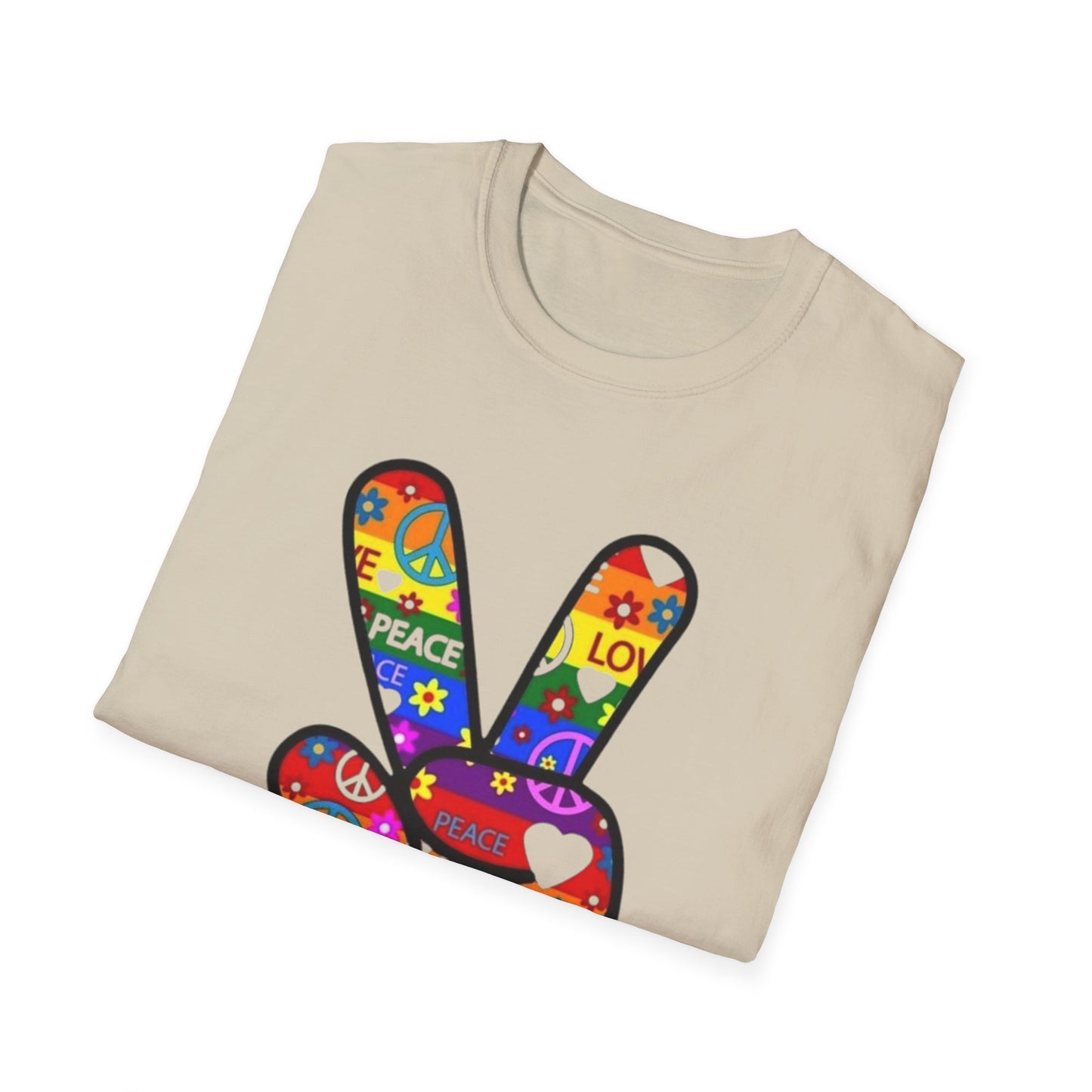 Colorful Peace and Love T-Shirt Printify T-Shirt Rhythm & Drip Apparel