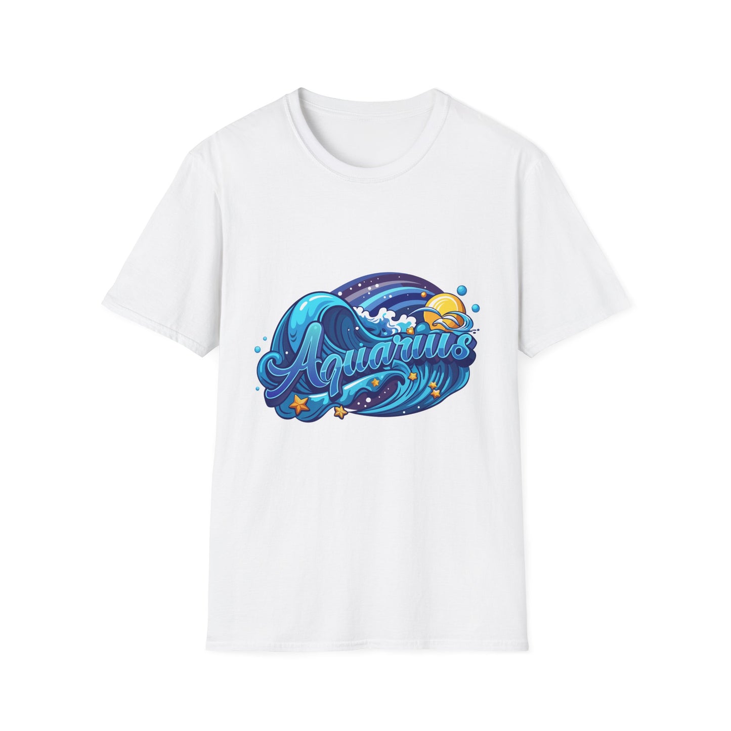 Aquarius Wave T-Shirt White Printify T-Shirt Rhythm & Drip Apparel