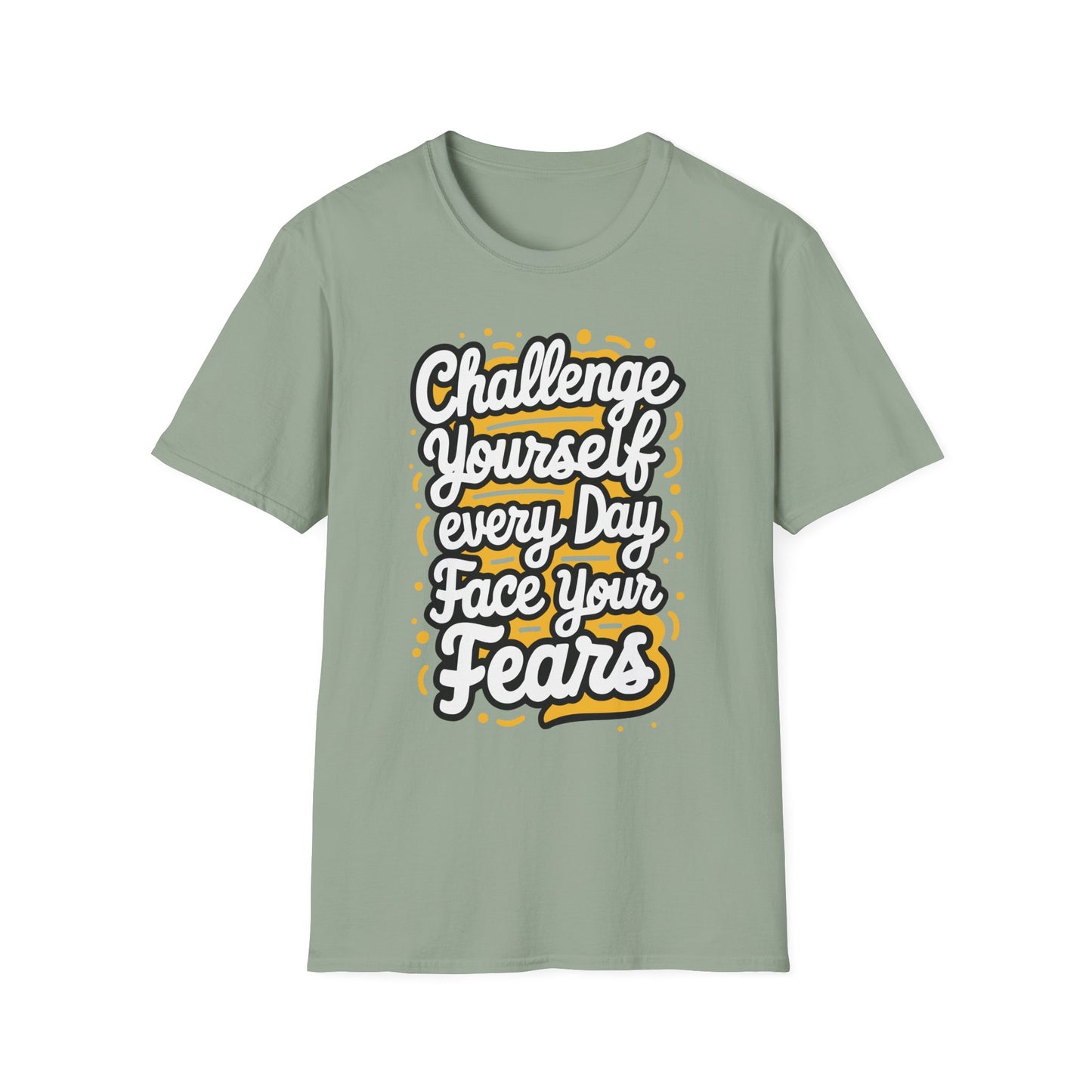 Inspirational Unisex Softstyle T-Shirt - 'Challenge Yourself Every Day, Face Your Fears'