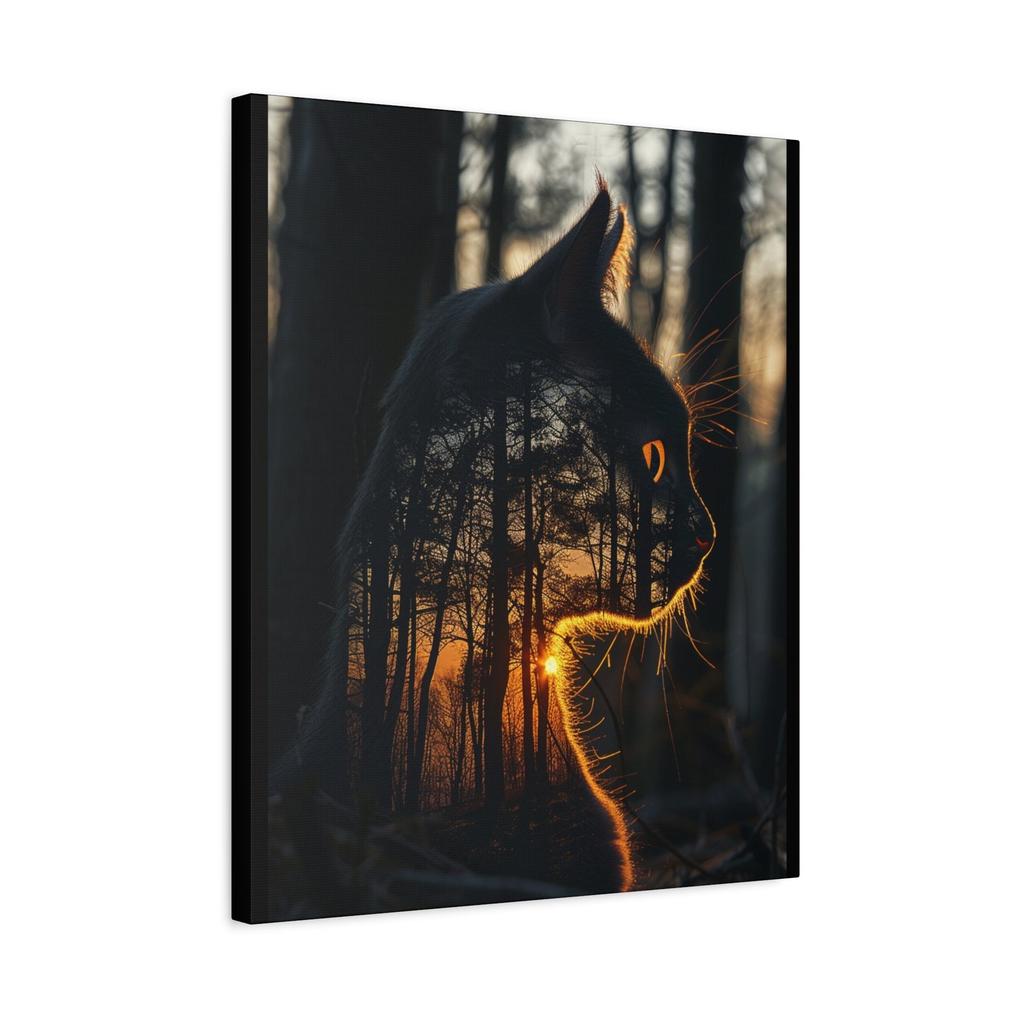 Cat- Silhouette Wall Art - Forest Sunset Canvas Decor, Animal Lover Gift, Home Decoration, Nature Inspired Art, Cat Aesthetic Rhythm & Drip Canvas Rhythm & Drip Apparel