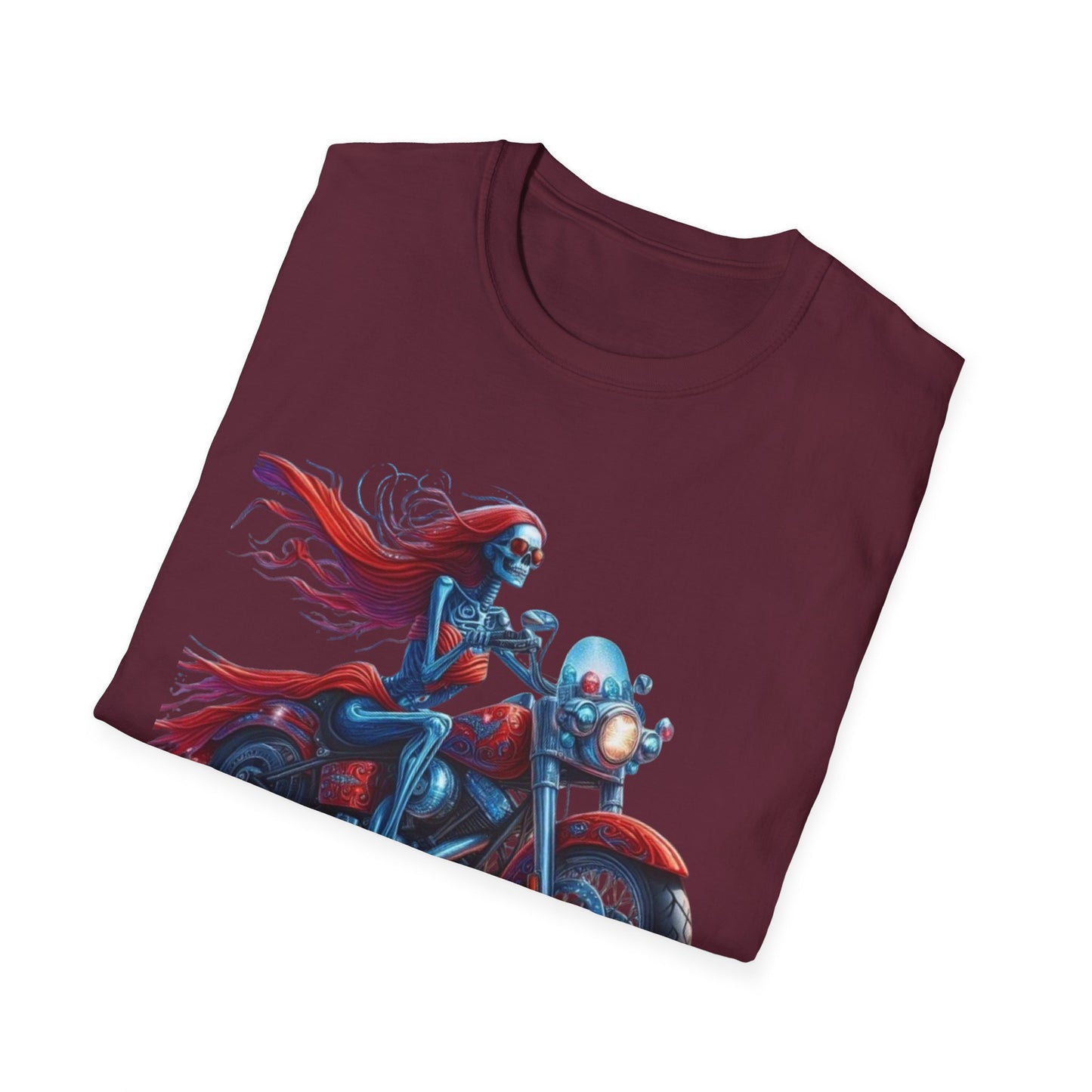 Woman Skeleton Biker T-Shirt Printify T-Shirt Rhythm & Drip Apparel
