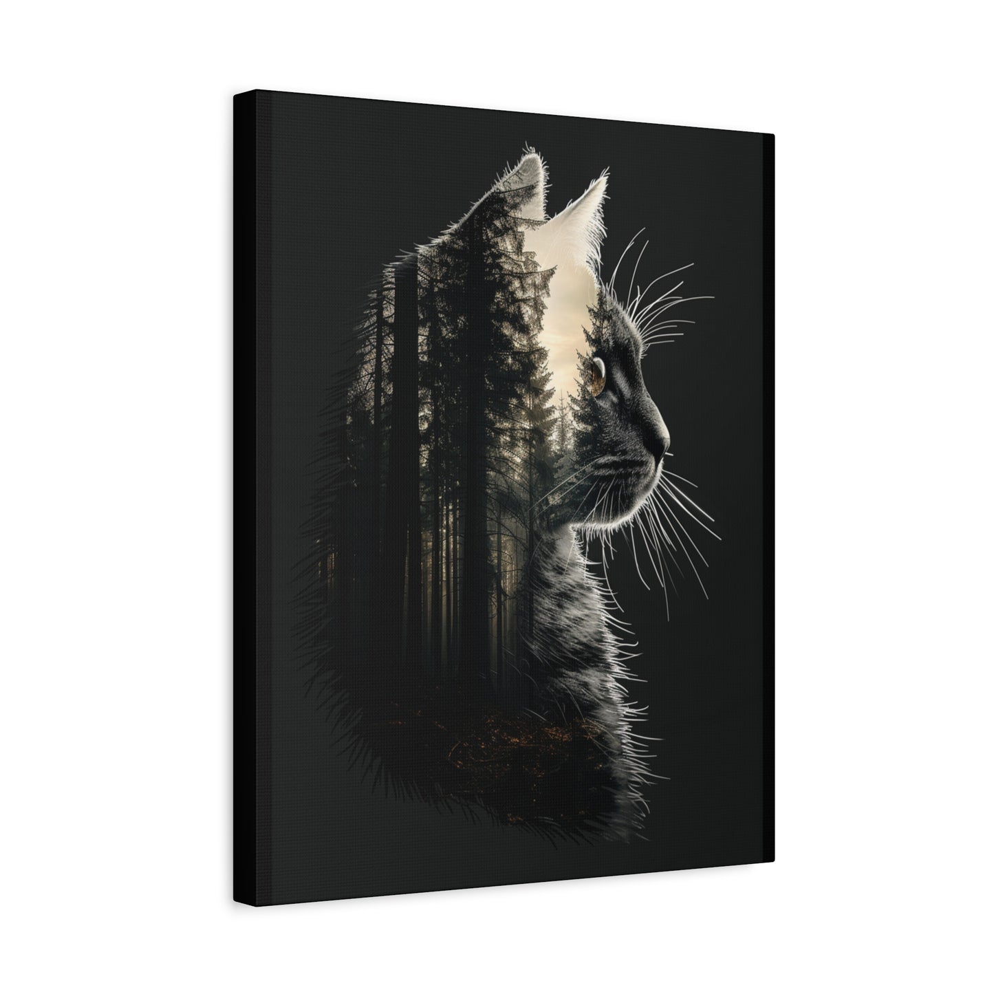 Cat- Black Cat Forest Canvas Art, Cat Lover Decor, Unique Wall Artwork, Modern Home Decoration, Gift for Animal Lovers, Nature-Inspired Art Rhythm & Drip Canvas Rhythm & Drip Apparel