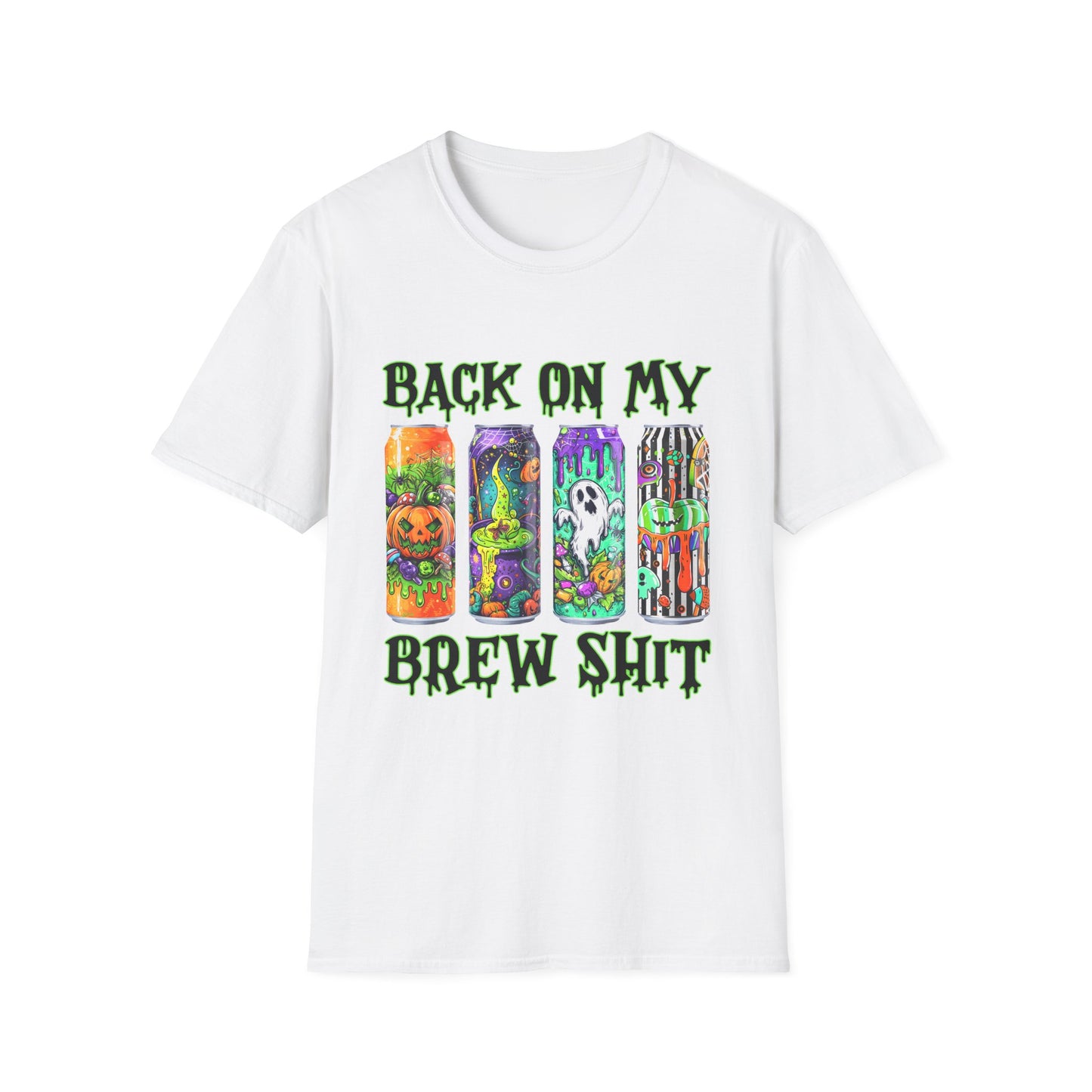 Back On My Brew Sh*t Tee, Unisex T-Shirt, Casual Wear, Spooky Season, Gift for Friends White Printify T-Shirt Rhythm & Drip Apparel