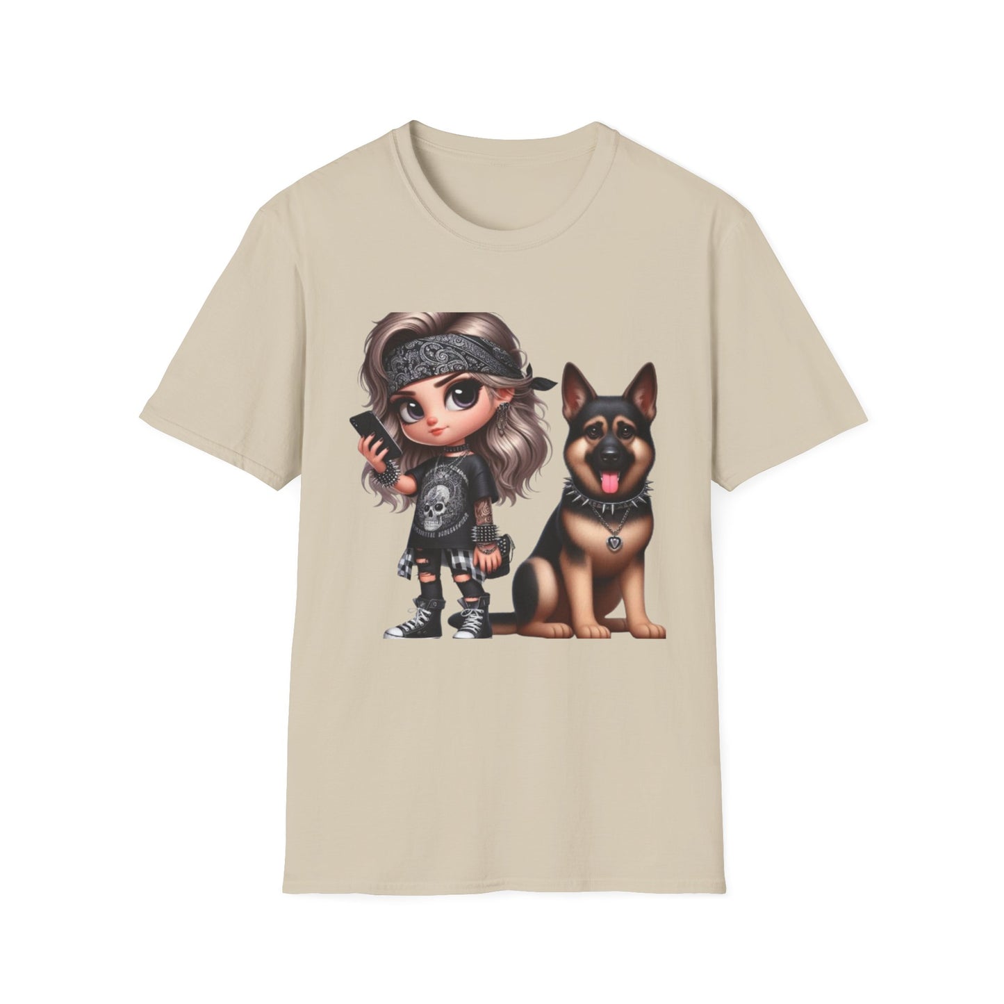 A Girl And Her Dog 1 T-Shirt Sand Printify T-Shirt Rhythm & Drip Apparel