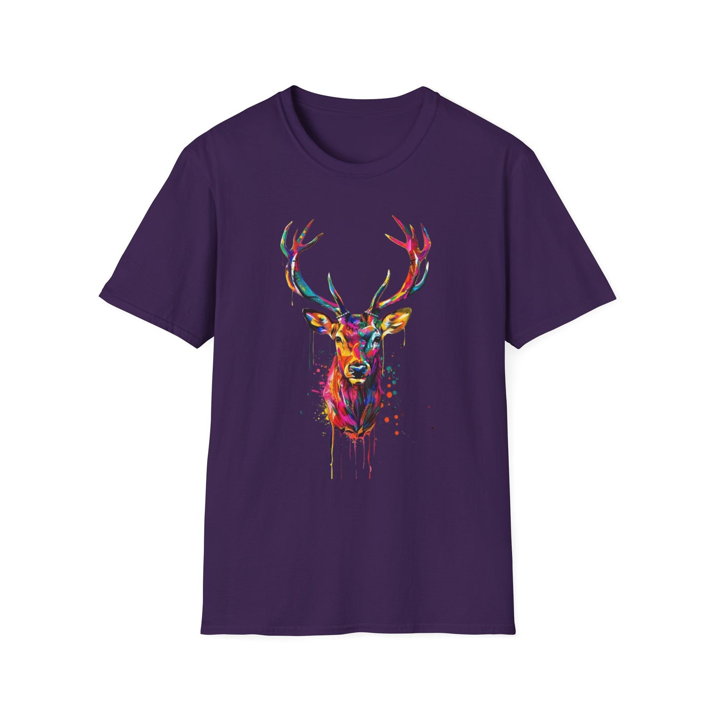 Colorful Deer Graphic Tee Purple Printify T-Shirt Rhythm & Drip Apparel