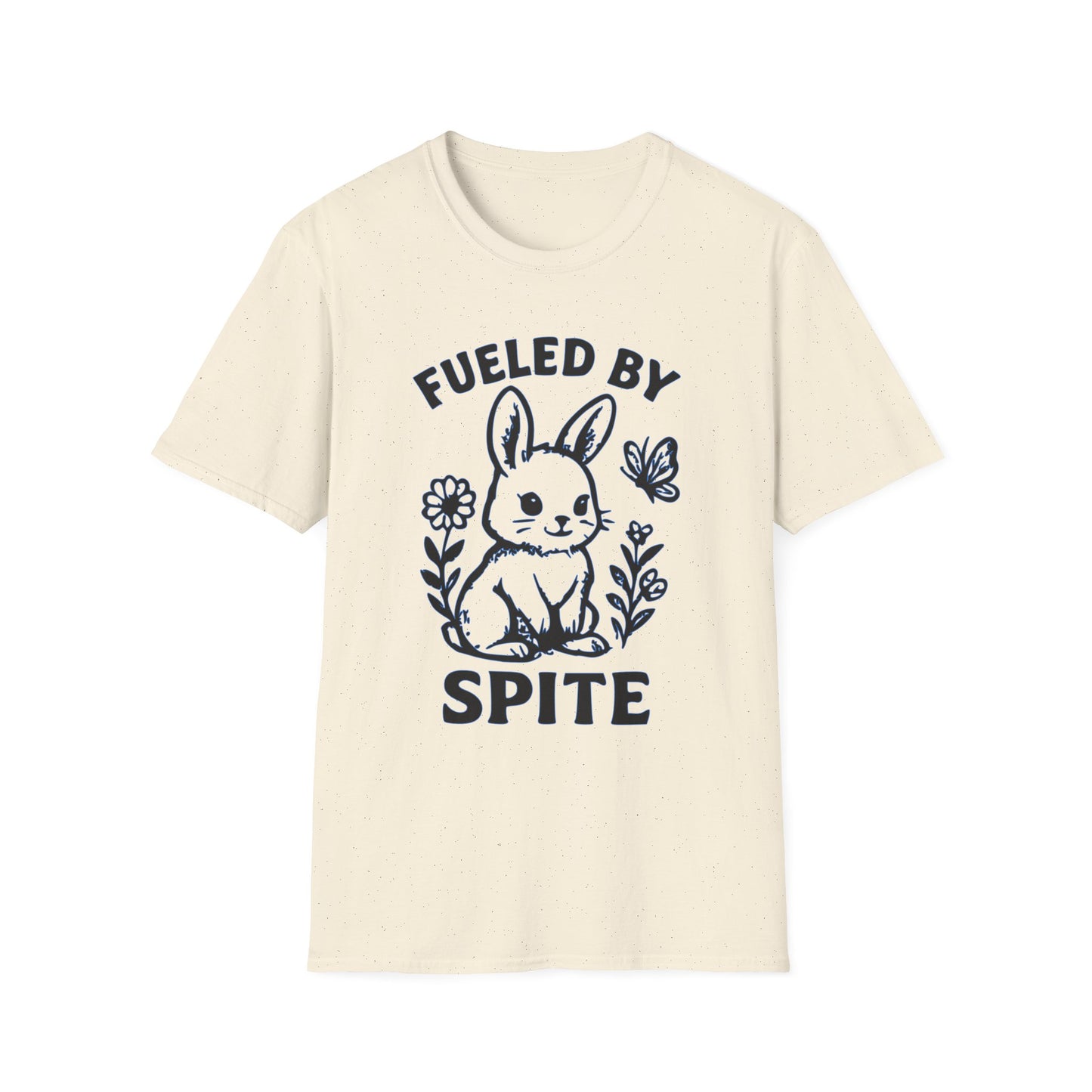 Funny Fueled By Spite Bunny T-Shirt| Cute Graphic Tee, Unisex Shirt, Gift for Animal Lovers, Casual Wear, Funny Apparel Natural Printify T-Shirt Rhythm & Drip Apparel