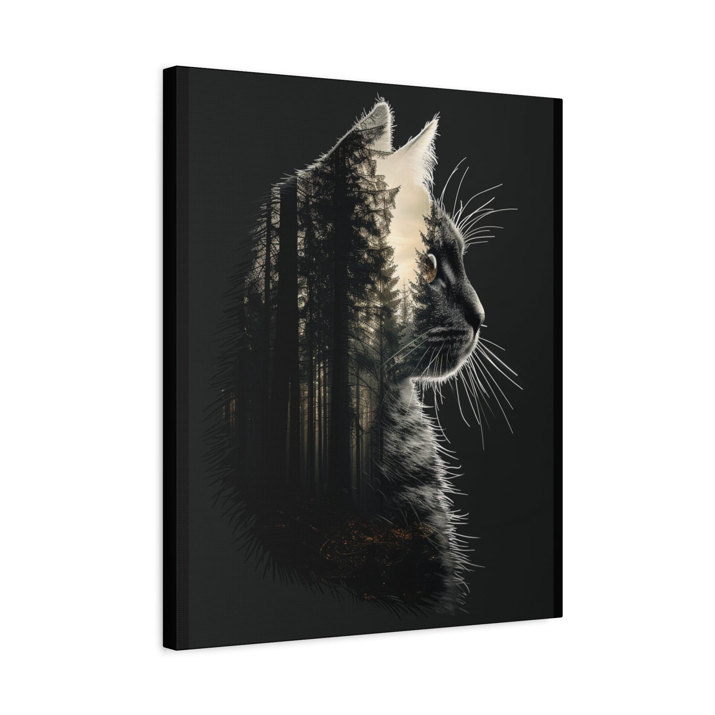 Cat- Black Cat Forest Canvas Art, Cat Lover Decor, Unique Wall Artwork, Modern Home Decoration, Gift for Animal Lovers, Nature-Inspired Art Rhythm & Drip Canvas Rhythm & Drip Apparel