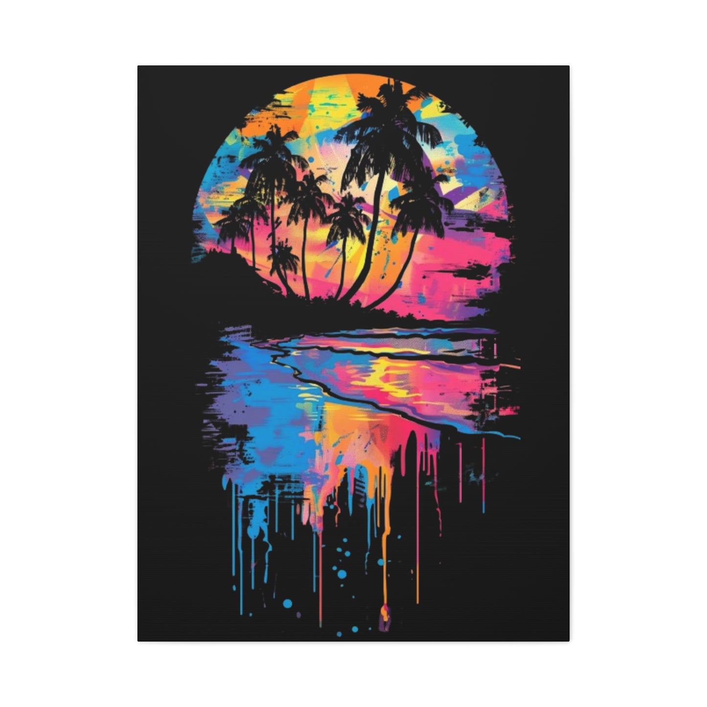Beach- Vibrant Beach Sunset Canvas Art Print, Tropical Wall Decor, Home Aesthetic, Summer Vibes, Gift for Beach Lovers 30" x 40" (Vertical) 1.25" Printify Canvas Rhythm & Drip Apparel