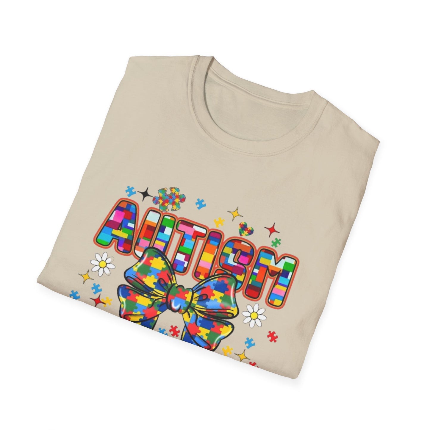 Autism- Autism Awareness Bow T-Shirt Printify T-Shirt Rhythm & Drip Apparel