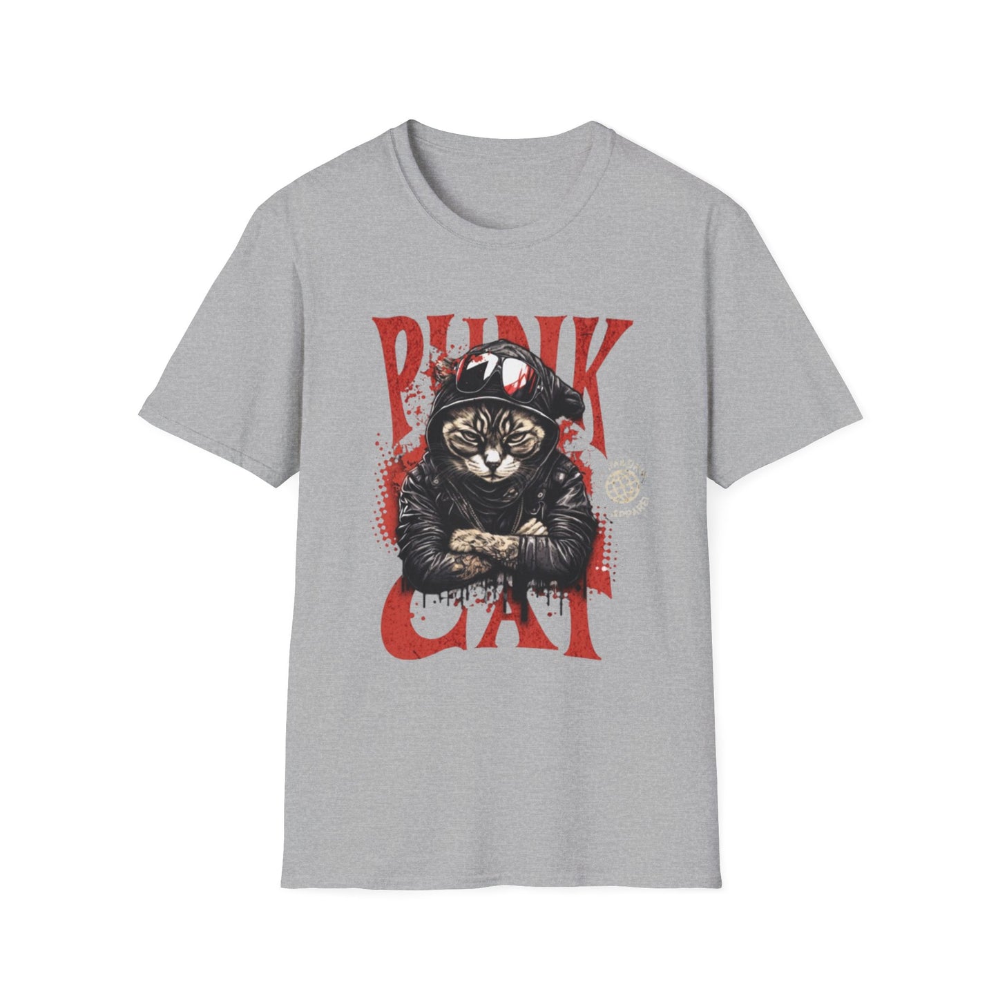 Punk Cat T-Shirt Sport Grey Printify T-Shirt Rhythm & Drip Apparel