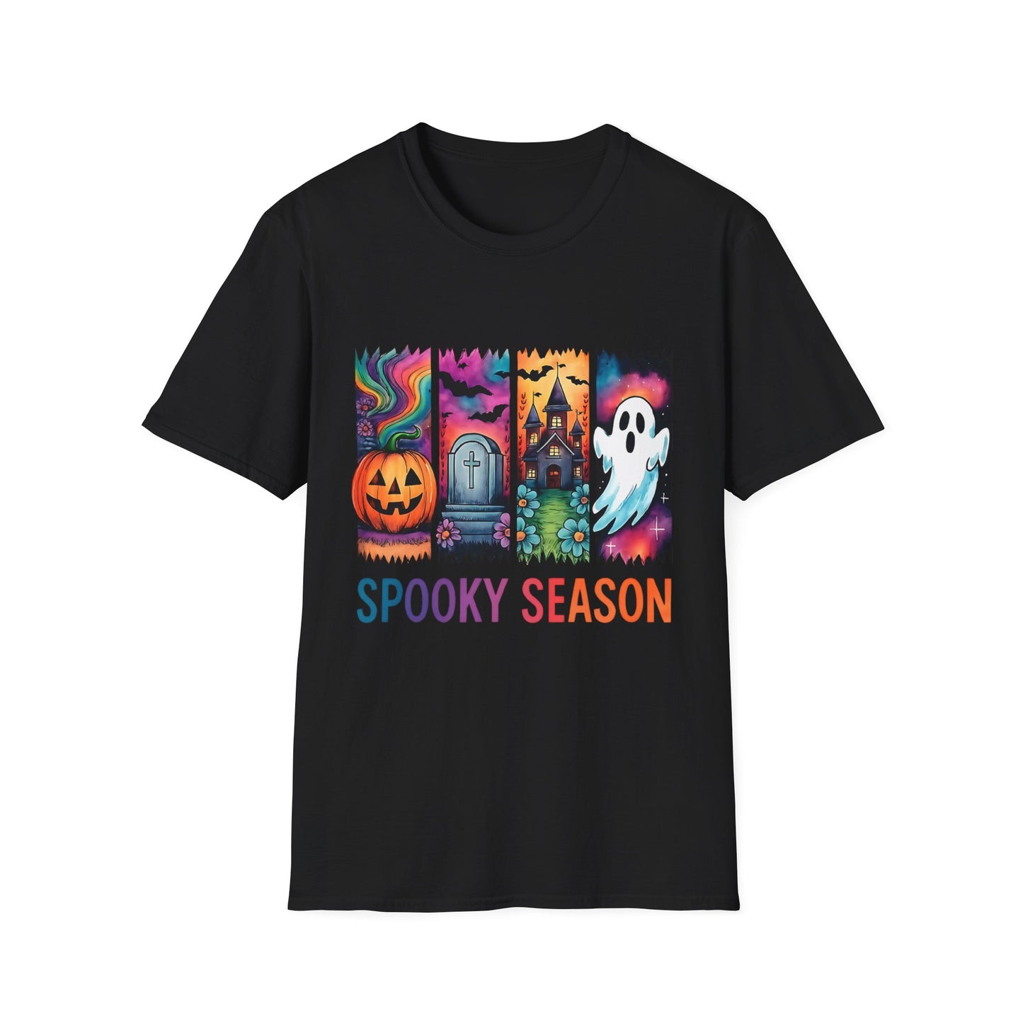 Spooky Season T-Shirt - Fun Halloween Tee for Celebrations, Fall Festivities, Costume Parties, Ghost Lovers, Pumpkin Fans Black Printify T-Shirt Rhythm & Drip Apparel