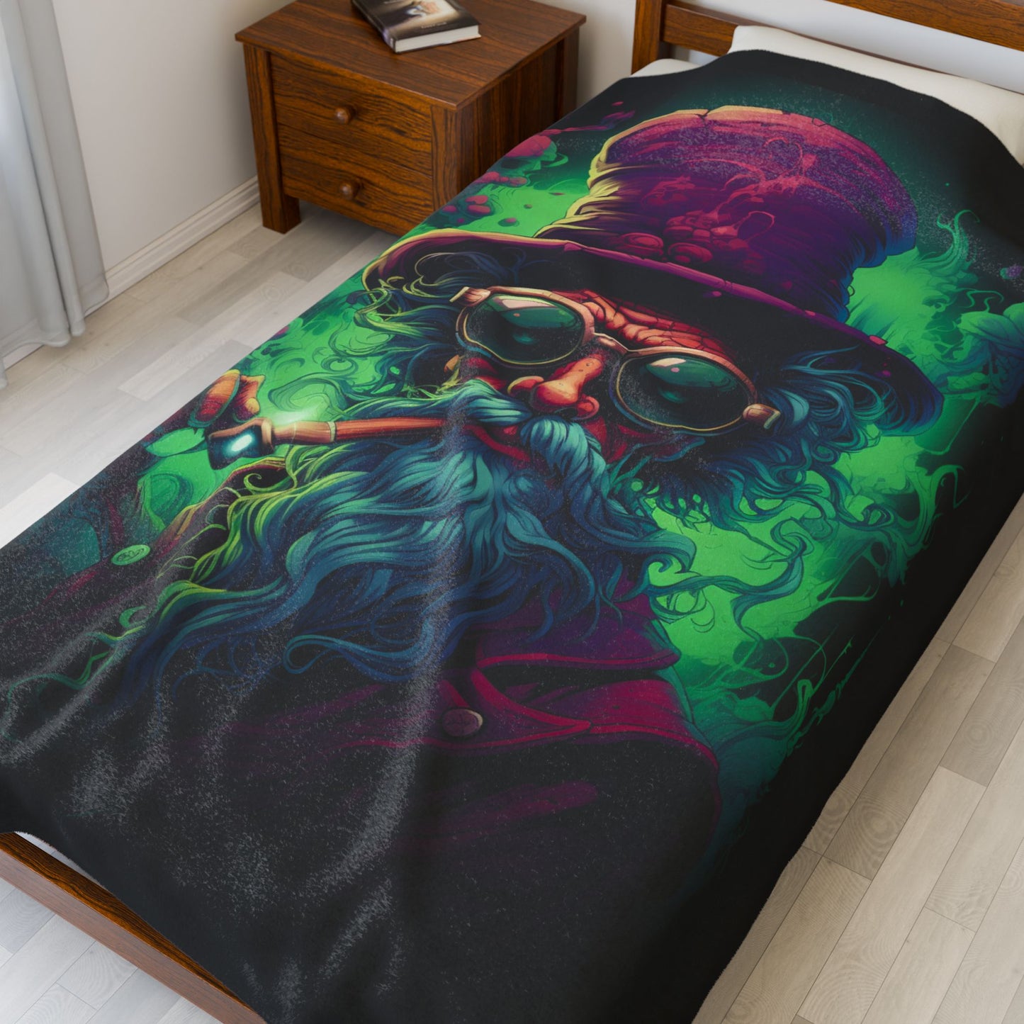 Wizard- Whimsical Wizard Plush Blanket - Cozy Home Decor, Gift for Sci-Fi Fans, Magical Themed Room, Art Lovers' Throw, Perfect for all Occasions Rhythm & Drip All Over Prints Rhythm & Drip Apparel